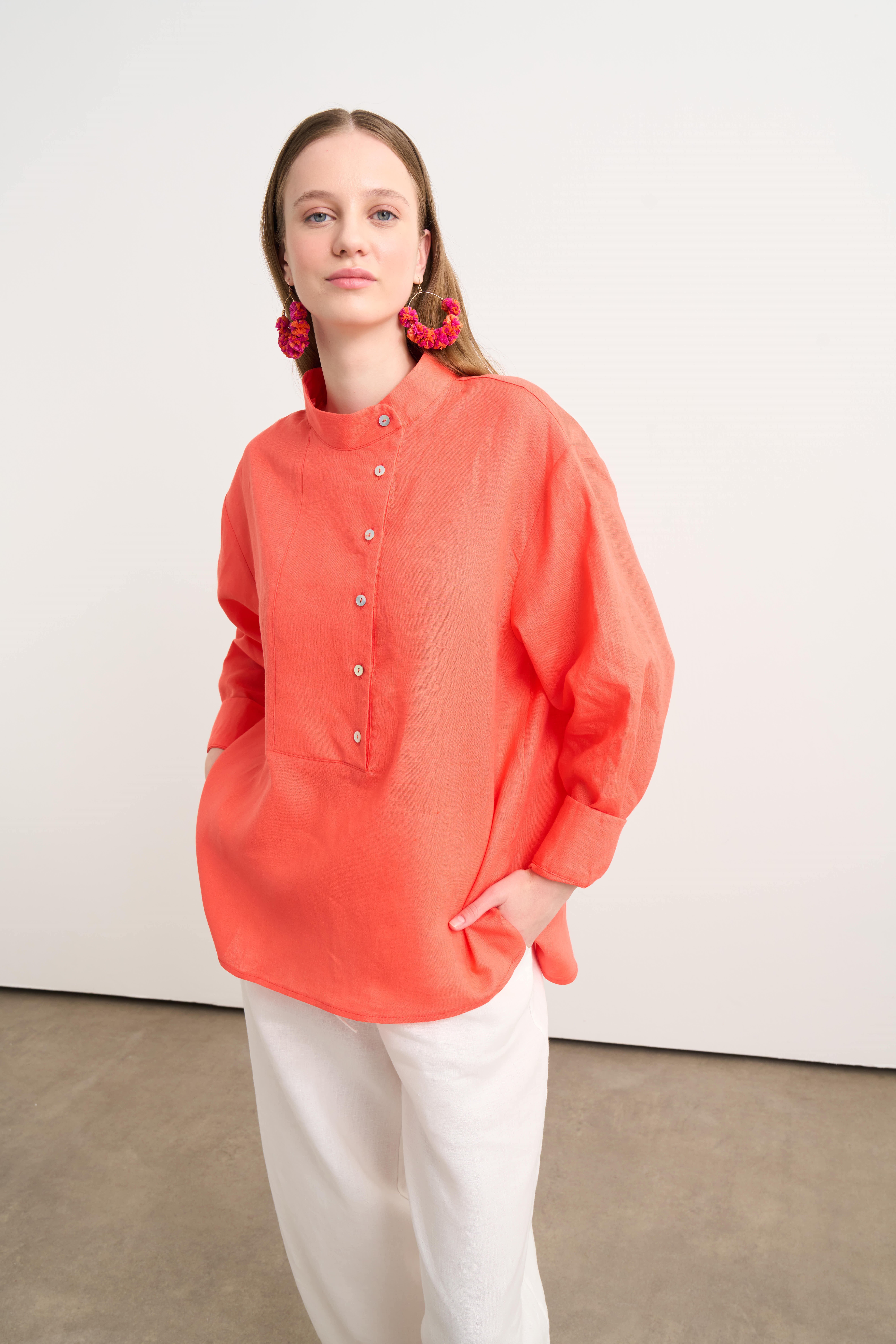 linen paty gömlek Oranj