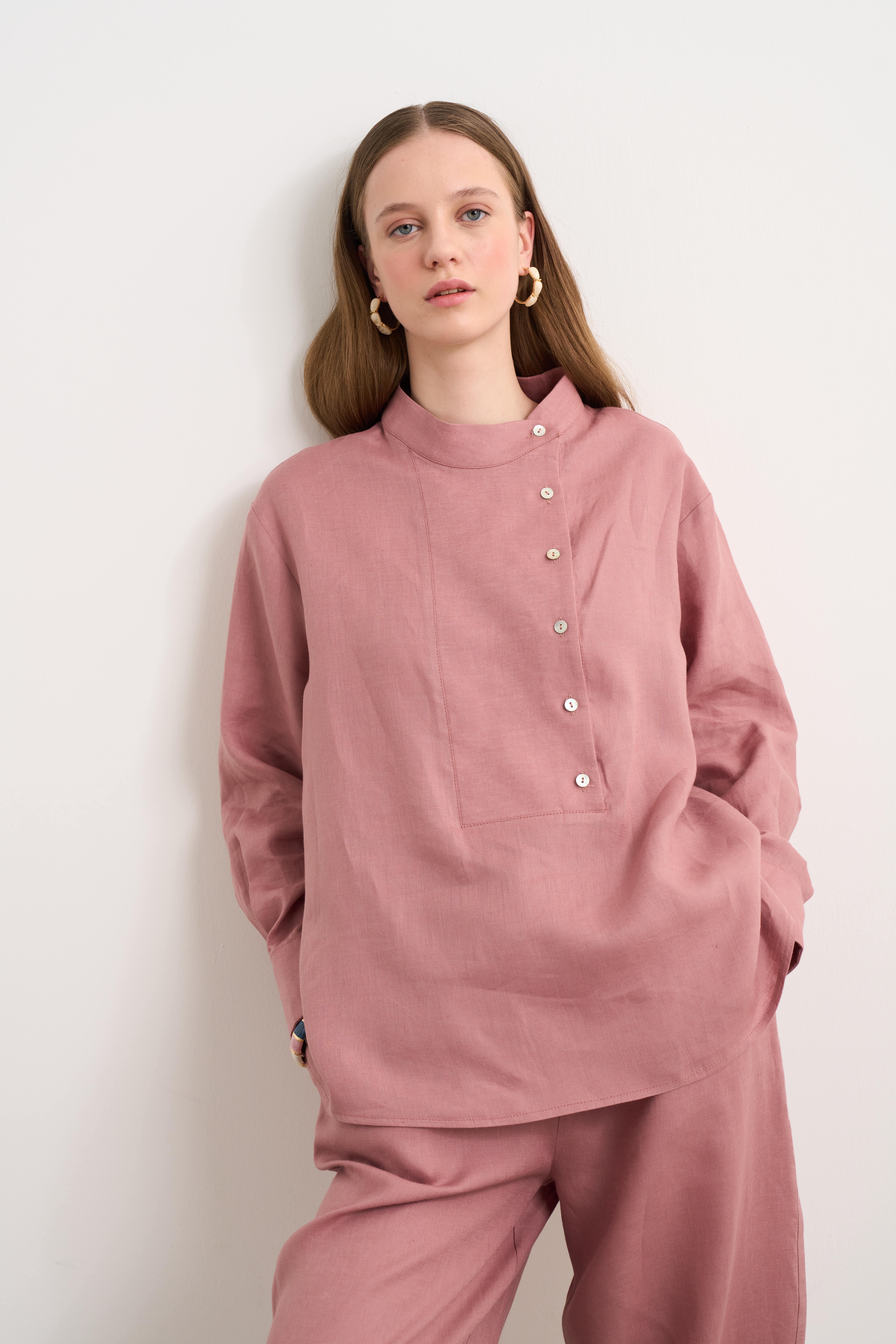 linen paty gömlek Rose