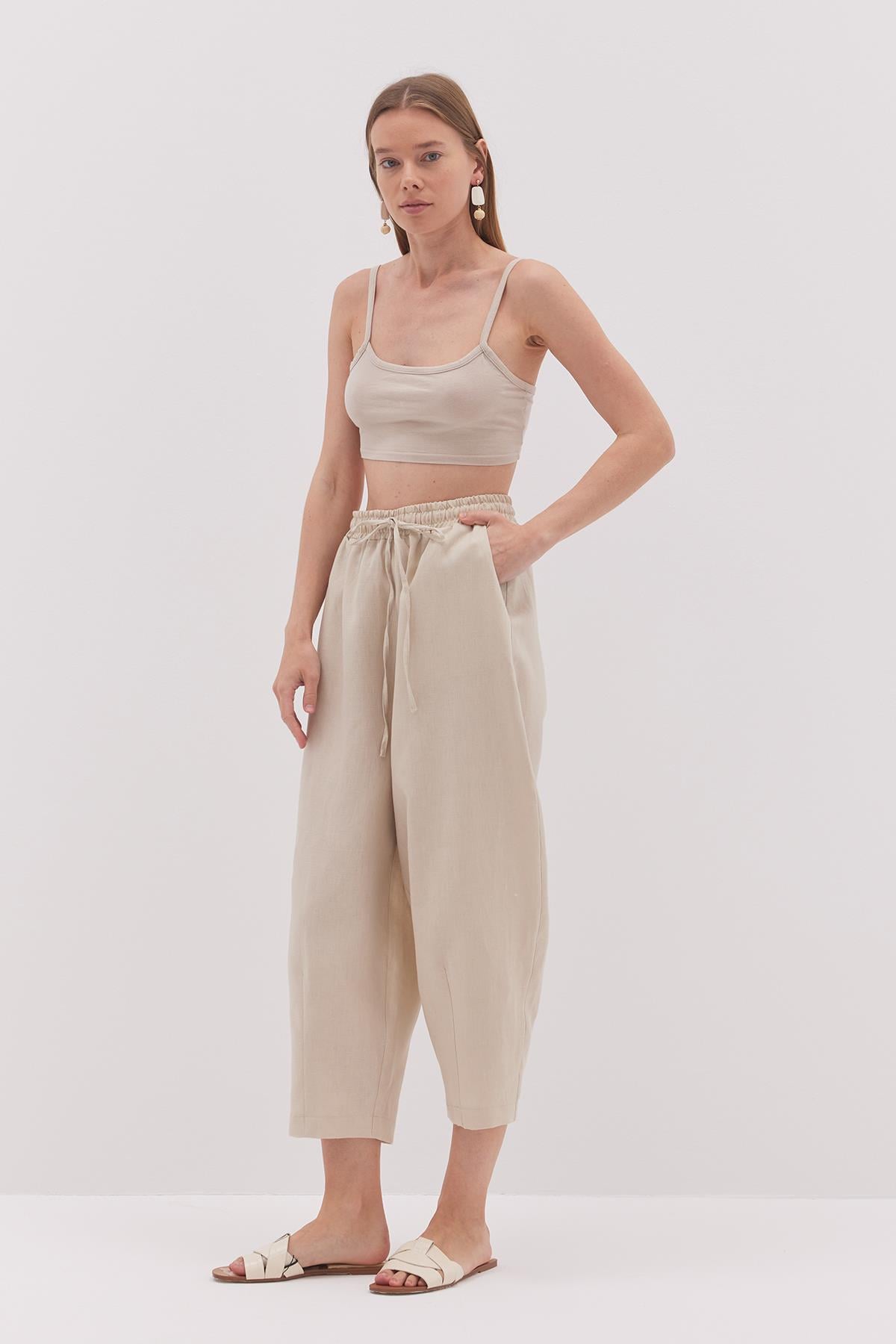 Linen Şalvar Pantolon Bej