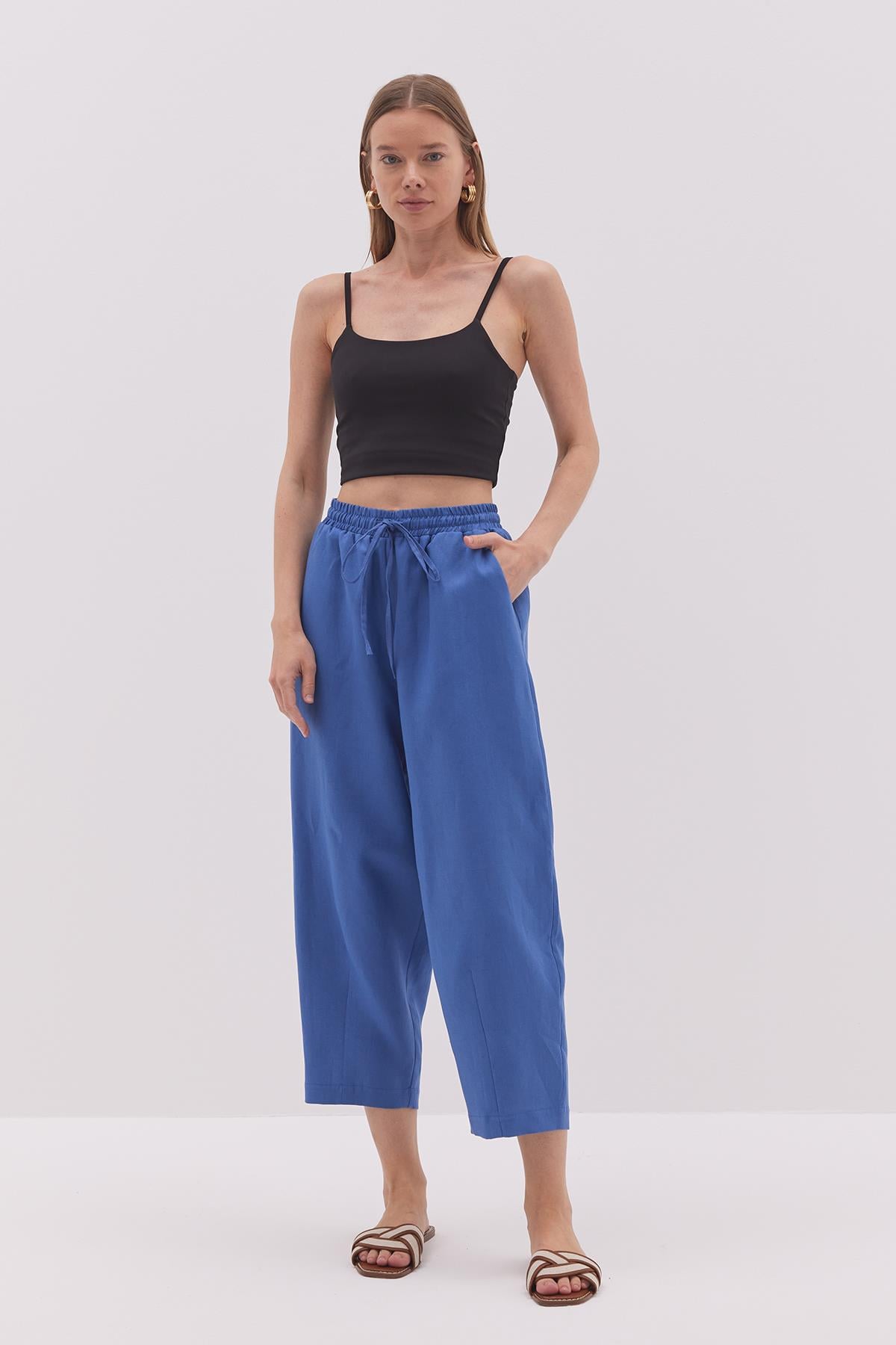 Linen Şalvar Pantolon İndigo