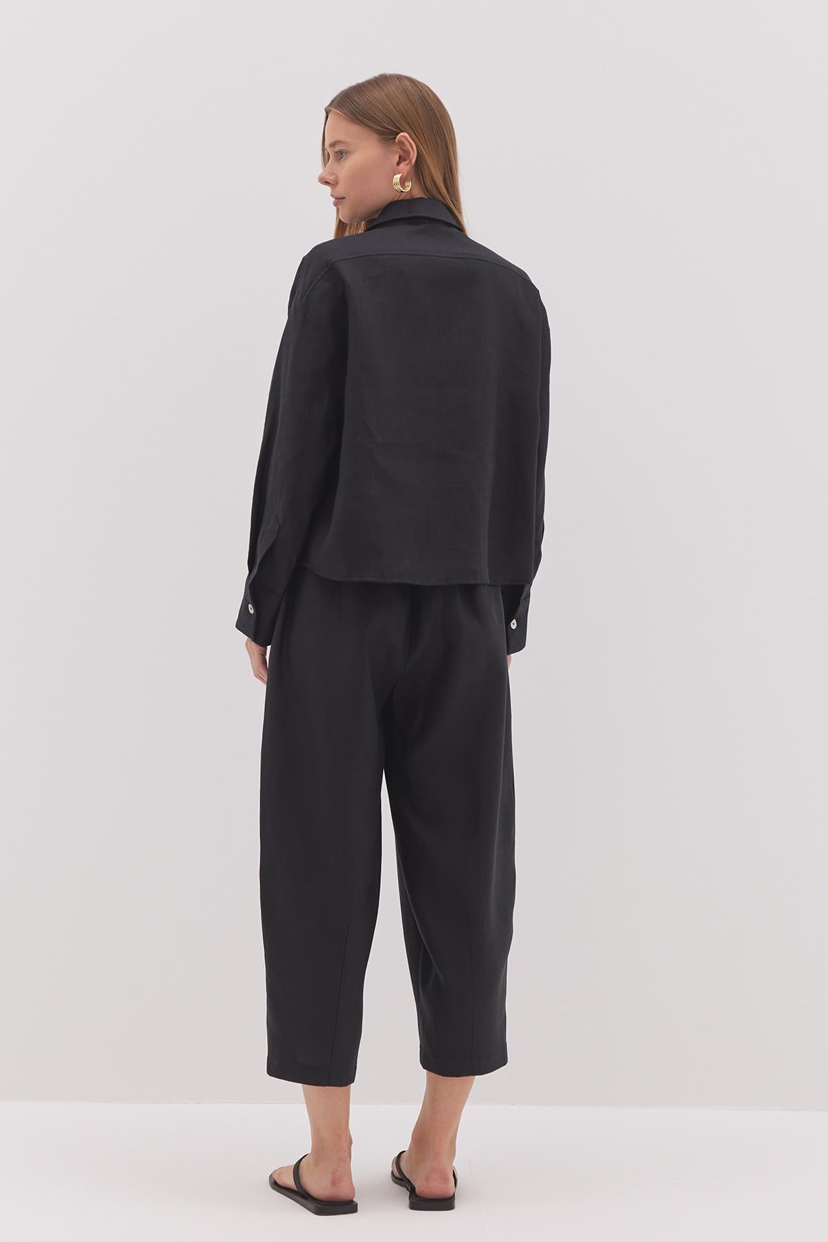 Linen Şalvar Pantolon-Siyah