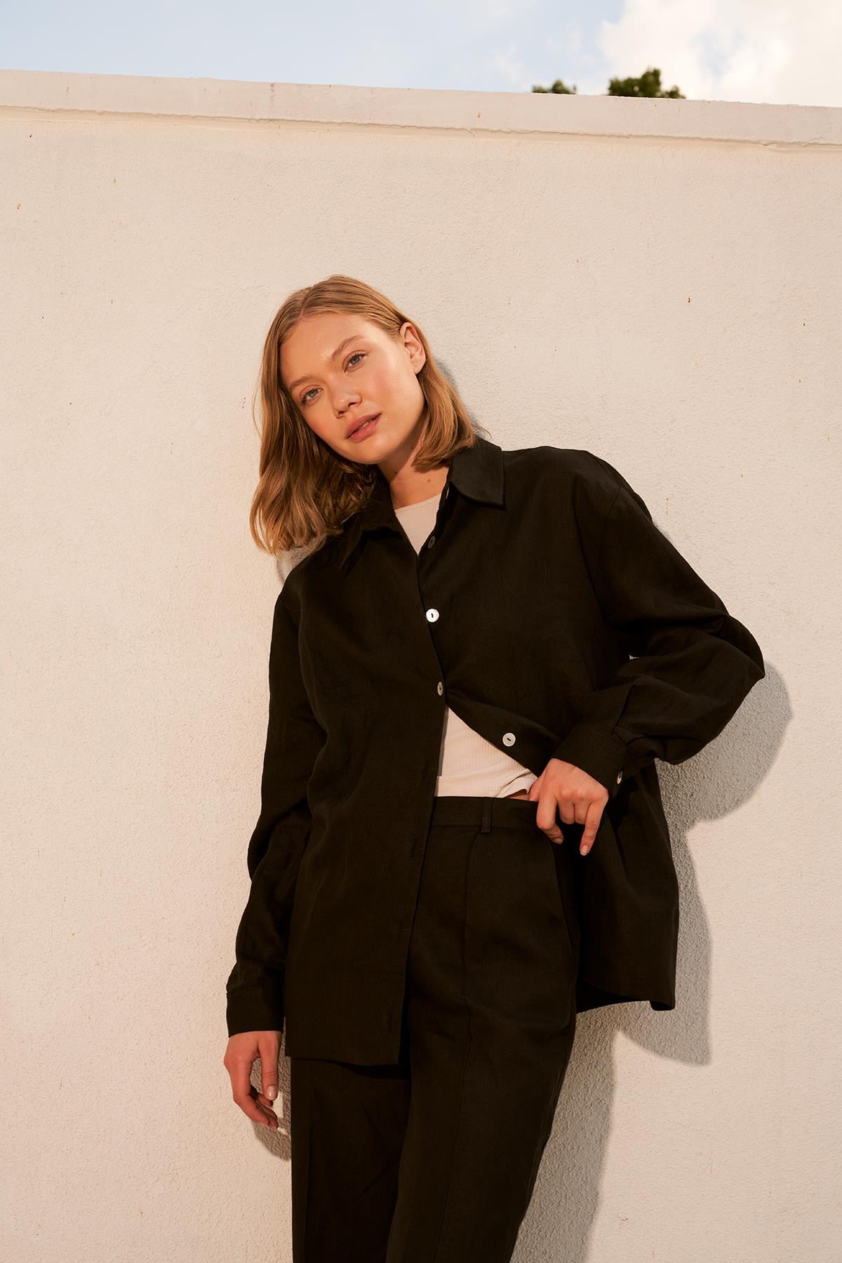 Linen Soft Gömlek-Siyah