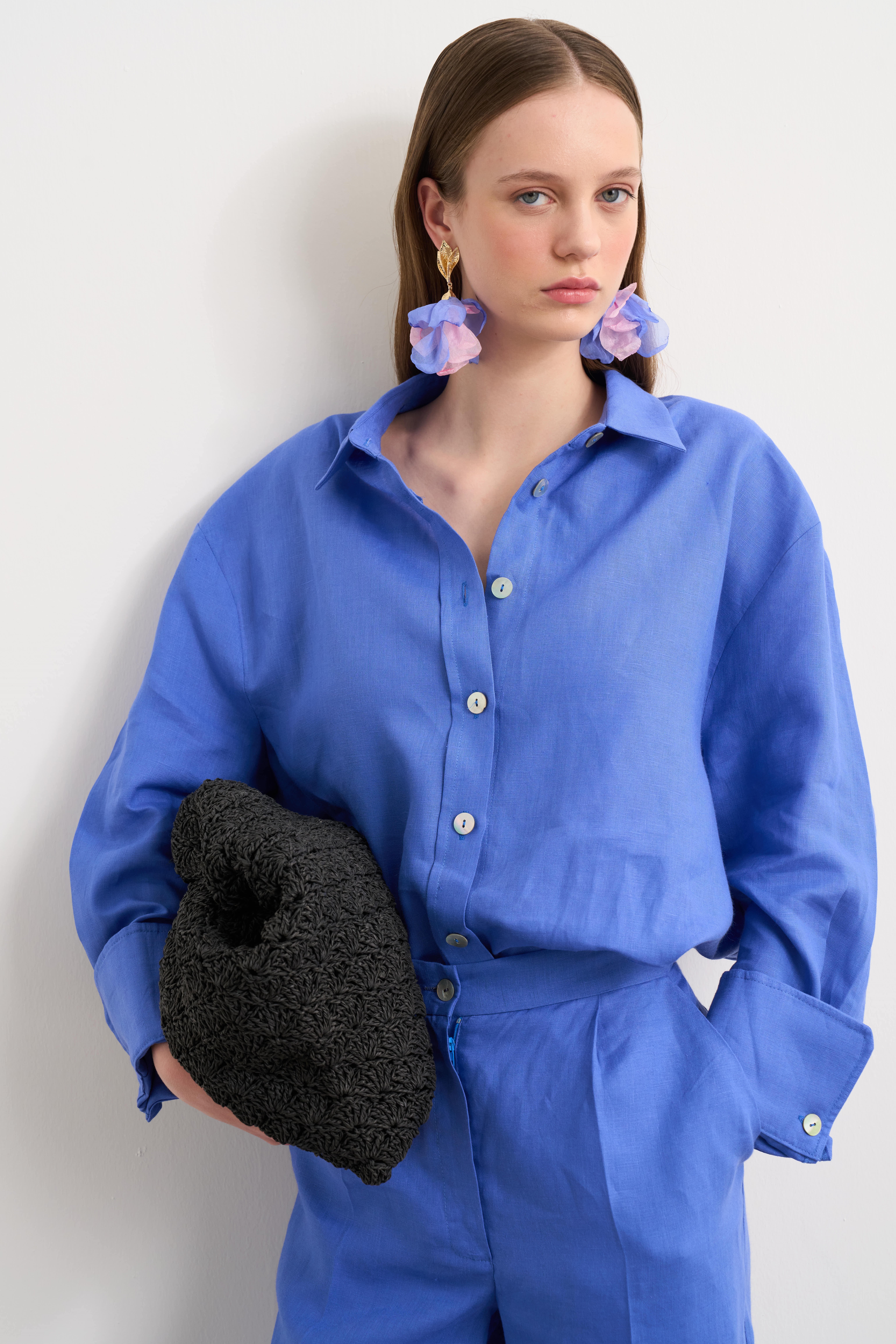 Linen Sport Gömlek Saks Blue