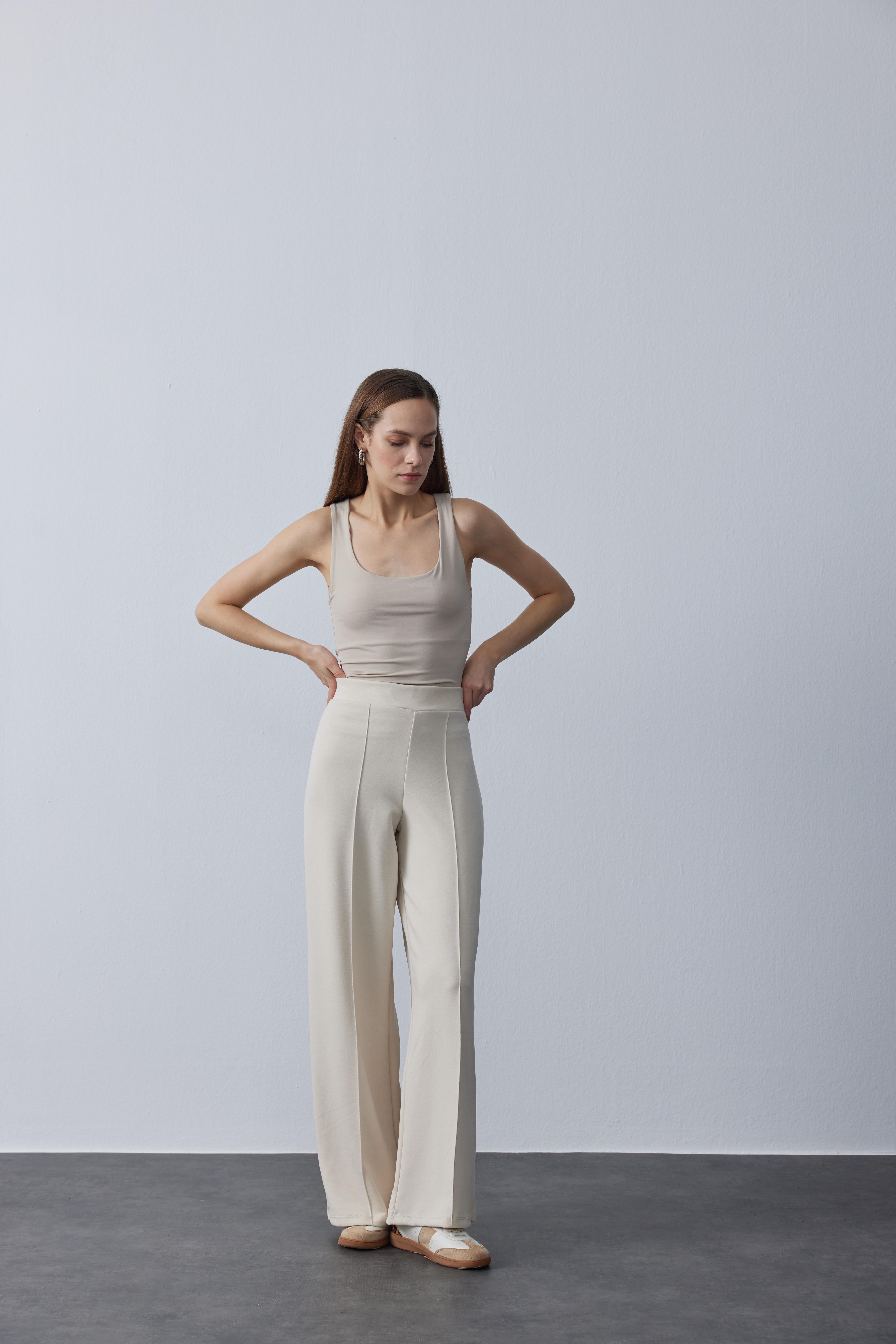 Modal Çimalı Pantolon Bej