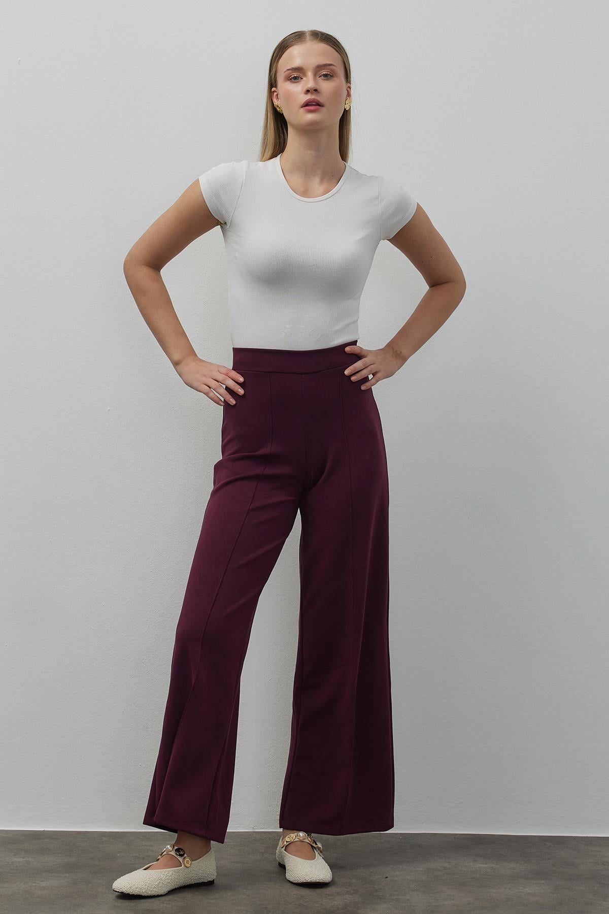 Modal Çimalı Pantolon Bordo