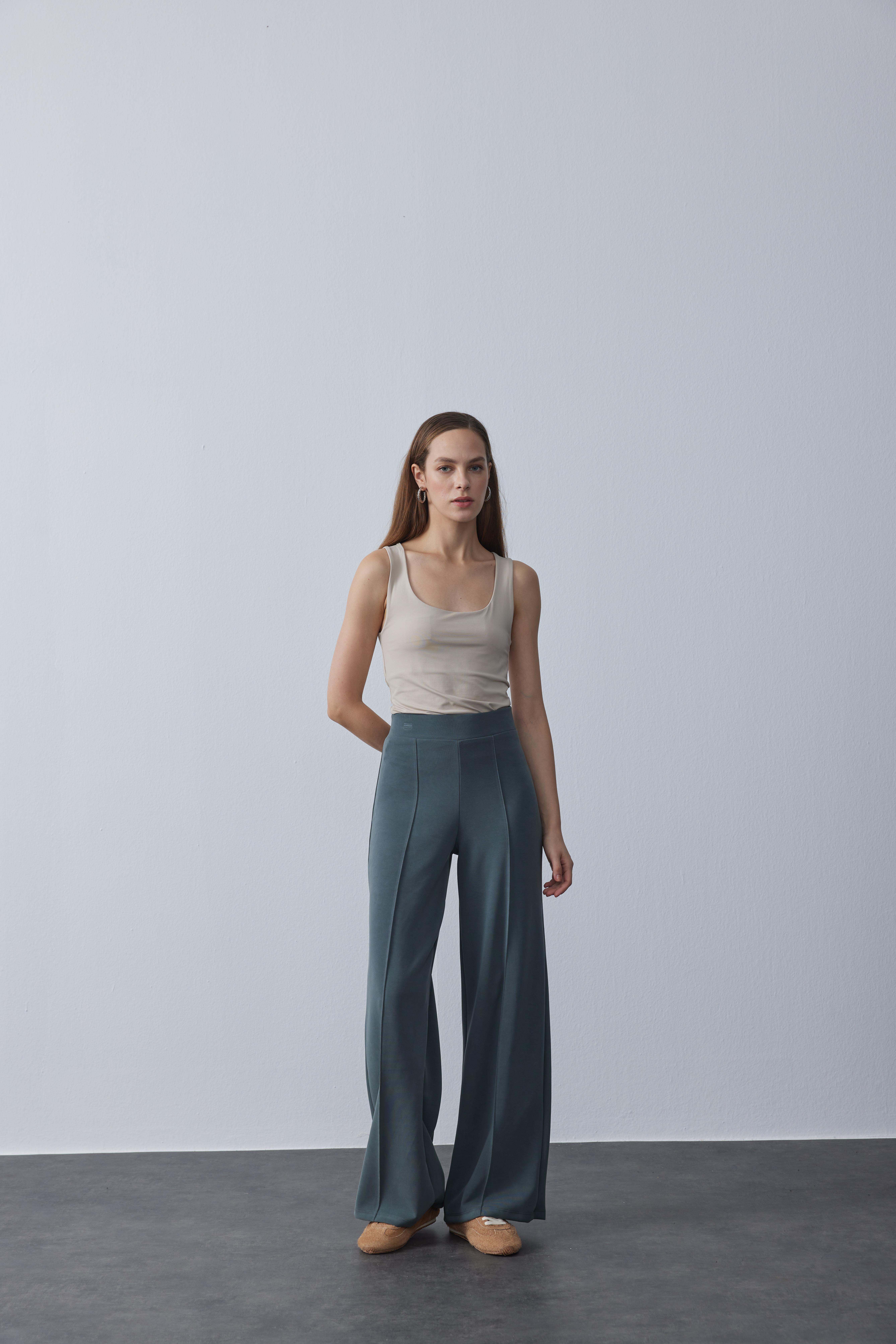 Modal Çimalı Pantolon Küllü Gri