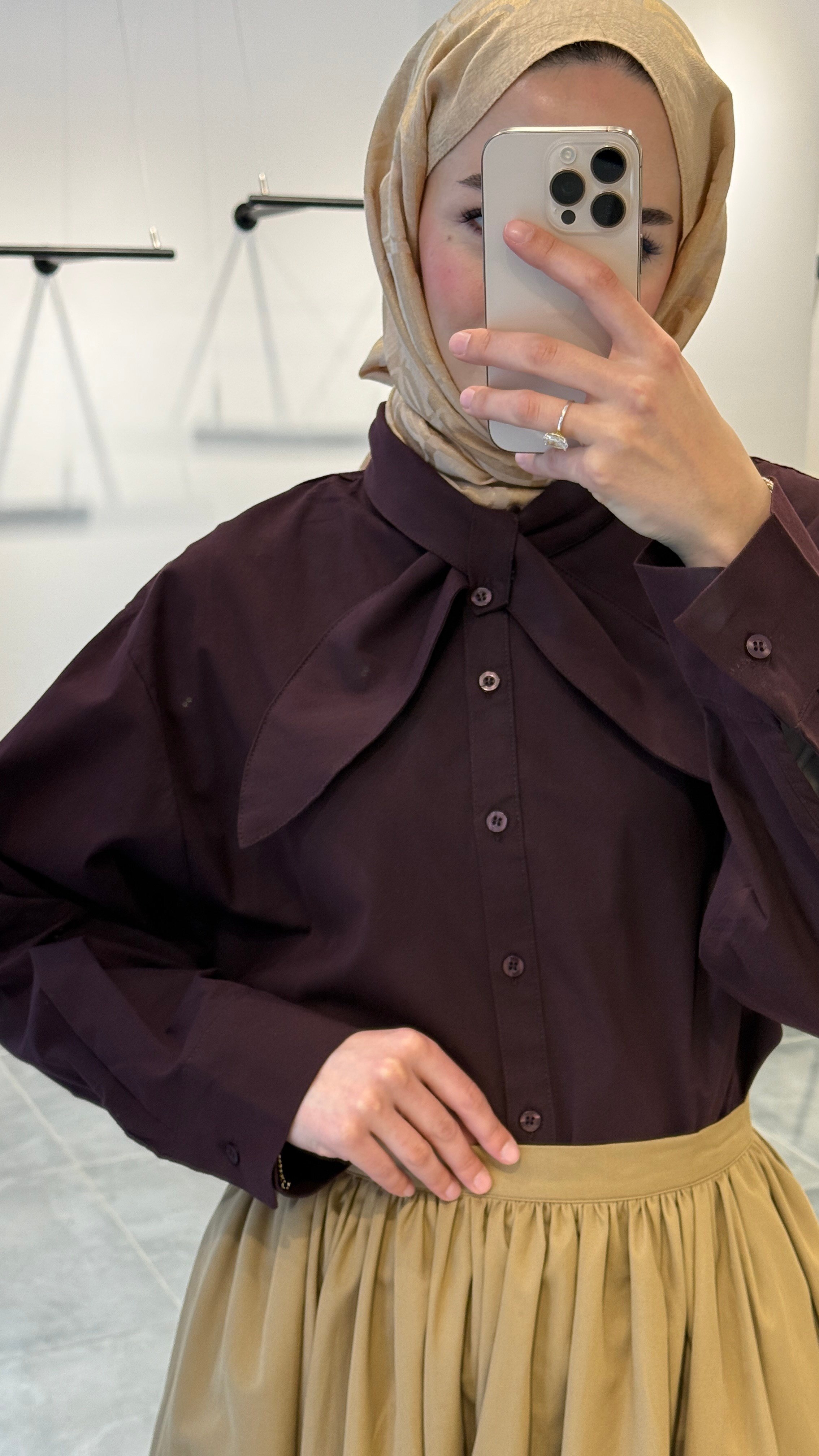 Poplin Gömlek Mürdüm