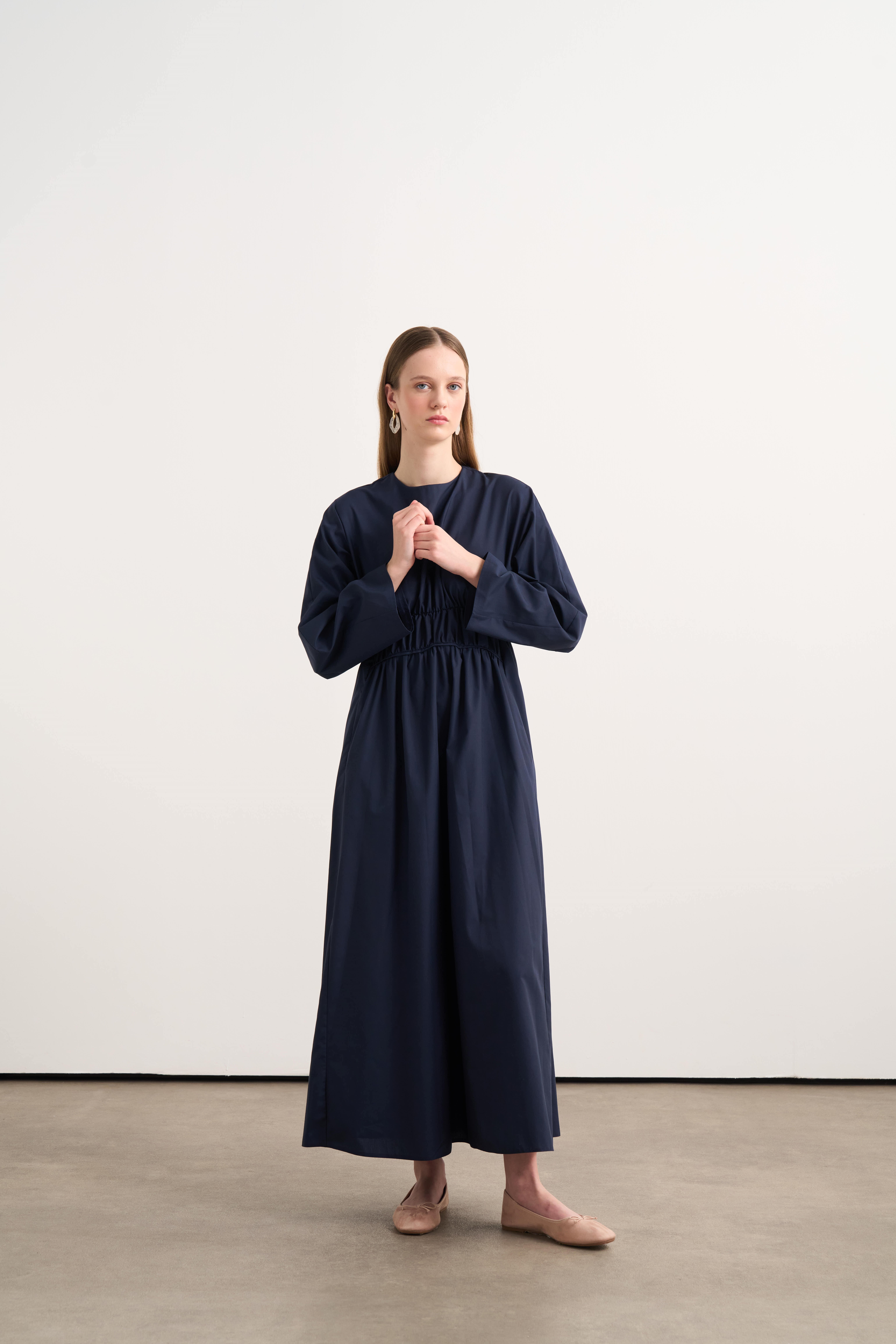Tokyo Poplin Elbise Lacivert