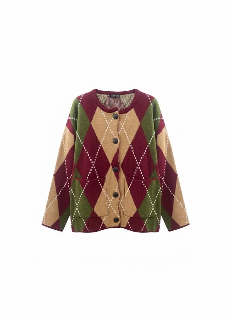 Uzun Bordo Triko Hırka 