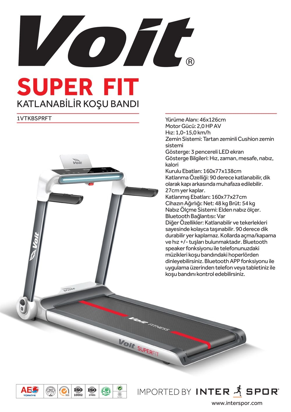 VOİT SUPERFIT KATLANABİLİR KOŞU BANDI