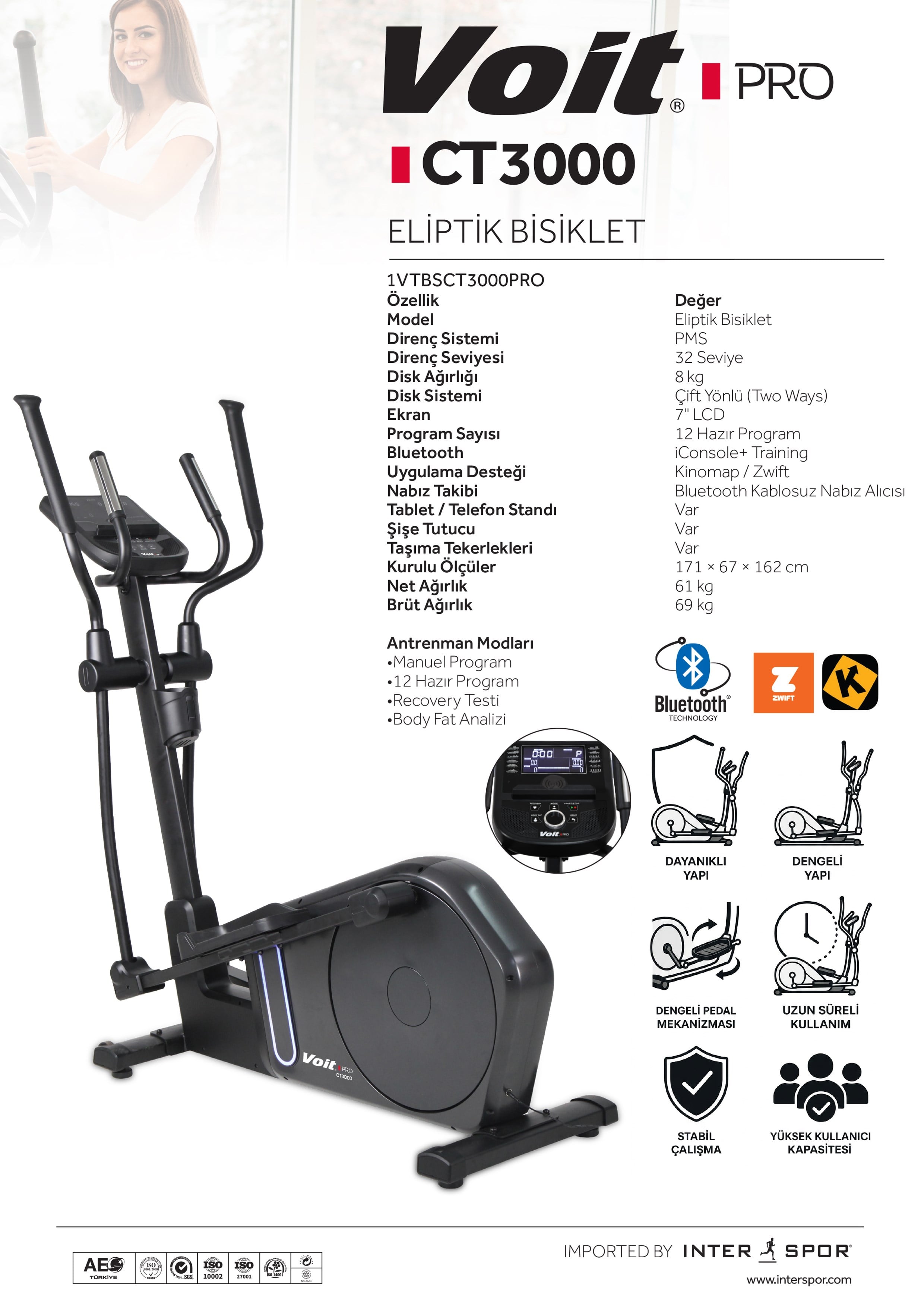 VOİT CT3000  PRO ELİPTİK BİSİKLET