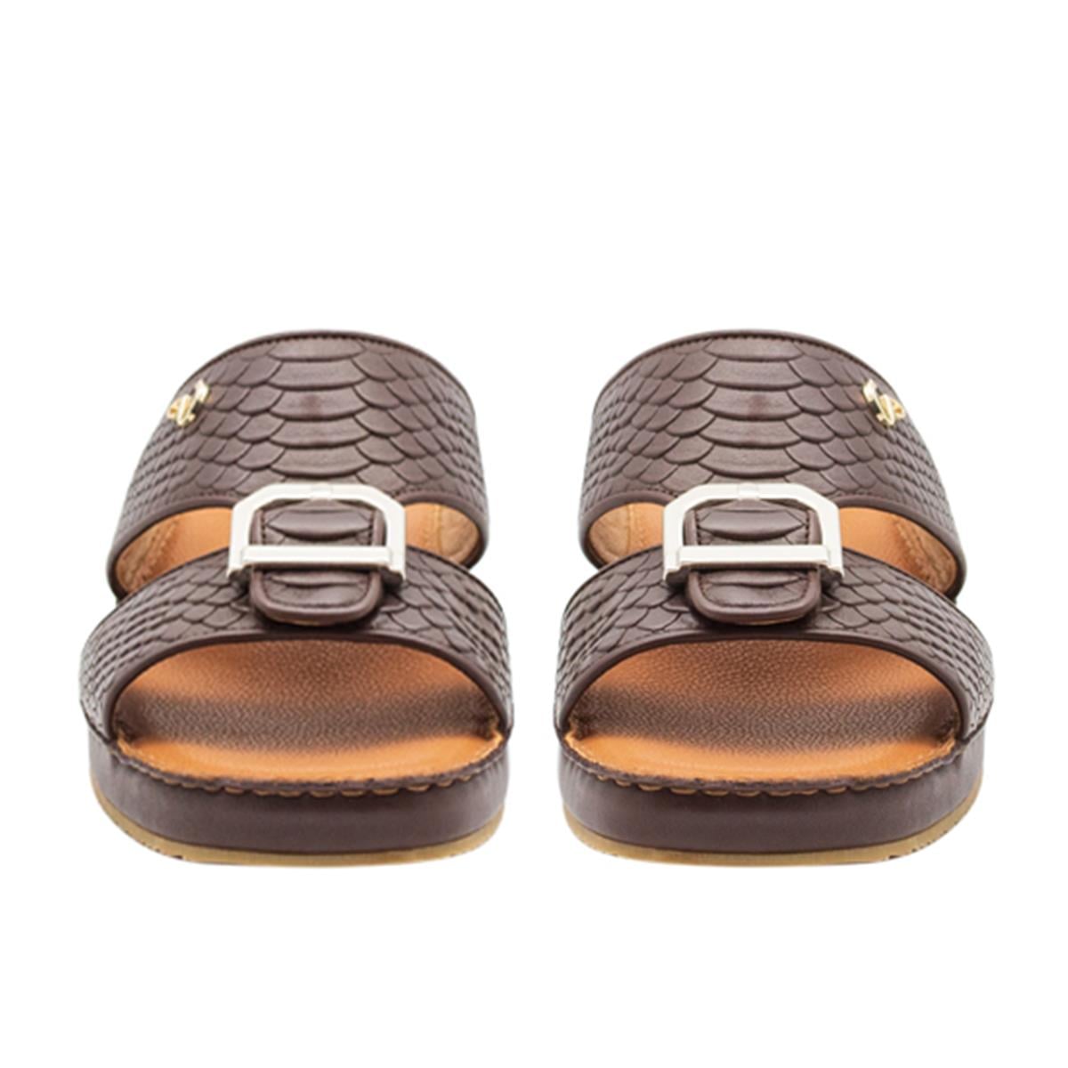 VARIO KAHVE DERİ YILAN BASKI (Brown Leather Snake Print)