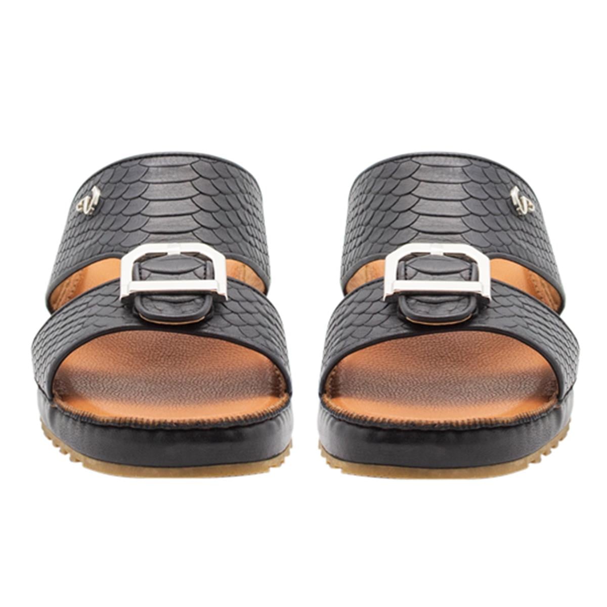 VARIO SIYAH DERI YILAN BASKI (Black Leather Snake Print)
