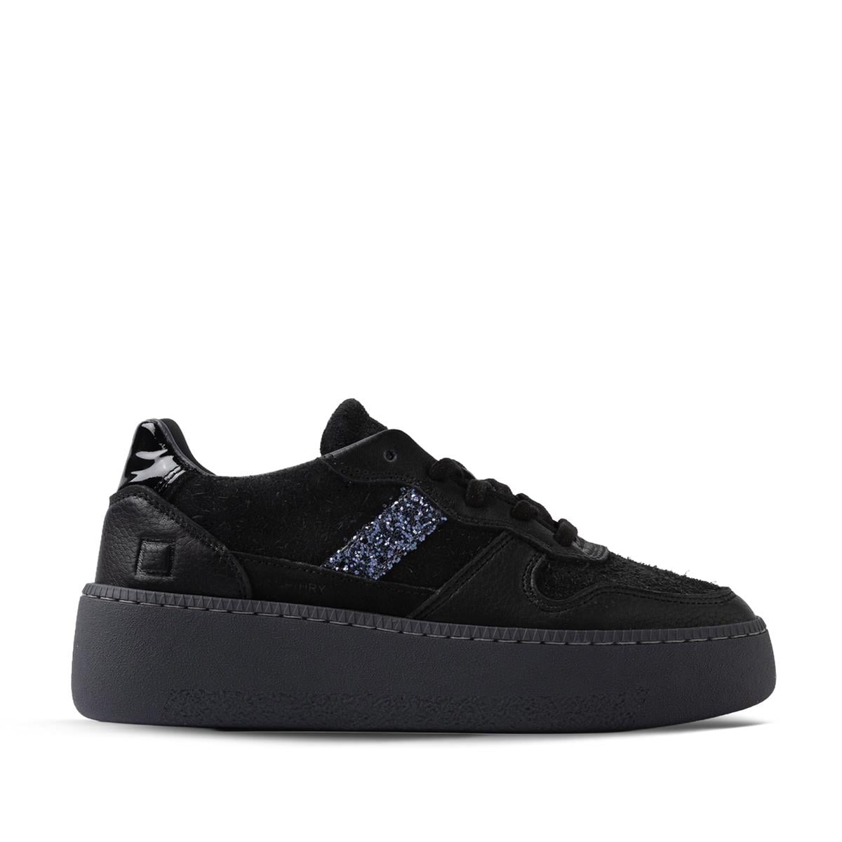 D.A.T.E. Hakiki Deri Spor Kadın Ayakkabı z625 SIYAH+SIYAH SUED (Black+Black Suede)