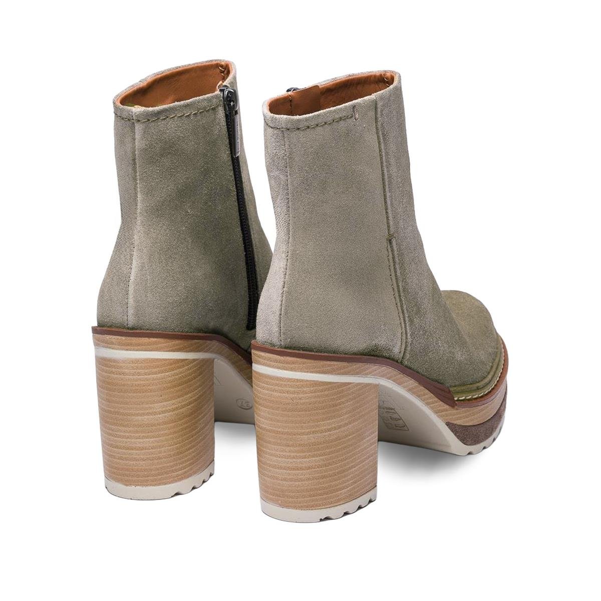 OLIV-B Hakiki Düet deri Fermuarlı Kadın Bot R85 VIZON SUET(Mink Suede)