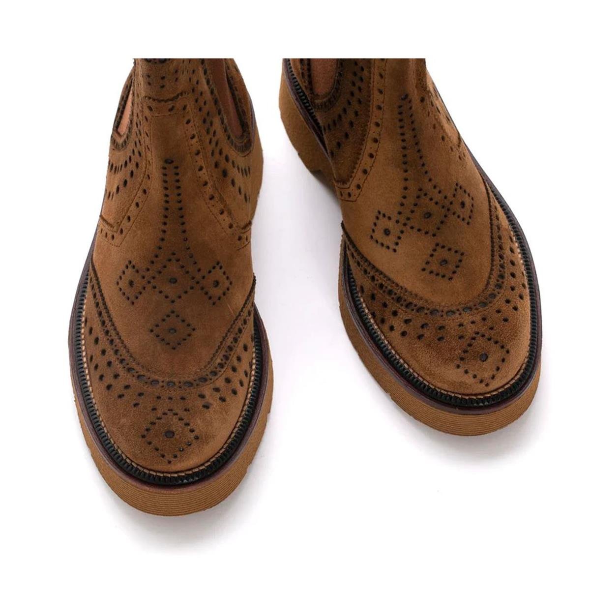 JIMMYB Hakiki Süet Deri Lastik Bantlı Kadın Bot Z188 TABA SÜET (Tan Suede))