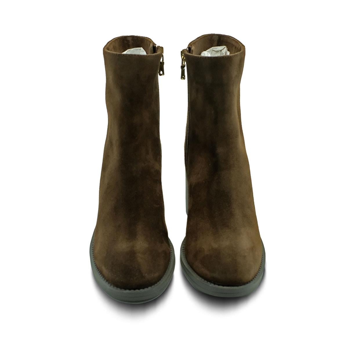 VARIO Hakiki Deri Fermuarlı Kauçuk Taban Bot Z590 YARMA SUET KAHVE 490 C63 (Split Suede Brown)
