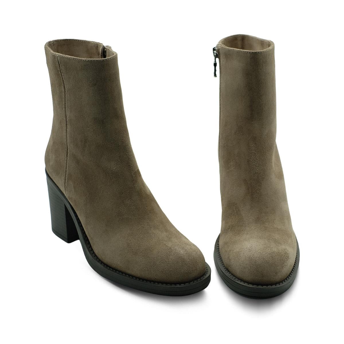 VARIO Hakiki Deri Fermuarlı Kauçuk Taban Bot Z600 YARMA SUET ARDESIA C62 (Split Suede Mink C62)