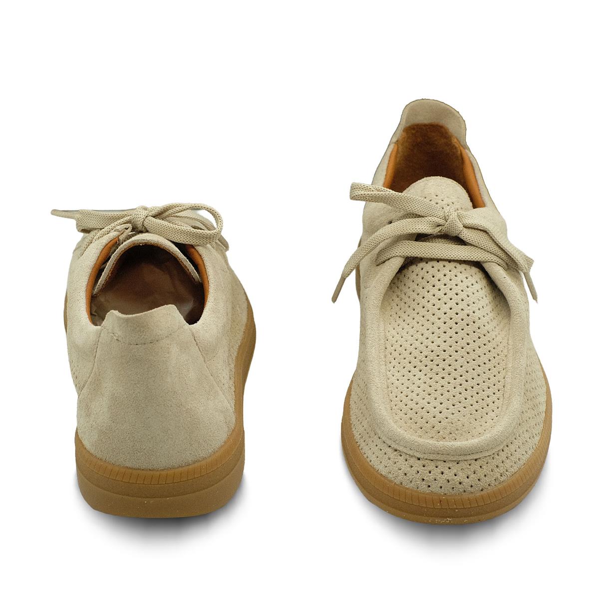 VARIO Hakiki Yarma Süet Deri, Kauçuk Taban Ayakkabı Z631 YARMA SÜET BEJ (Split Suede Beige)
