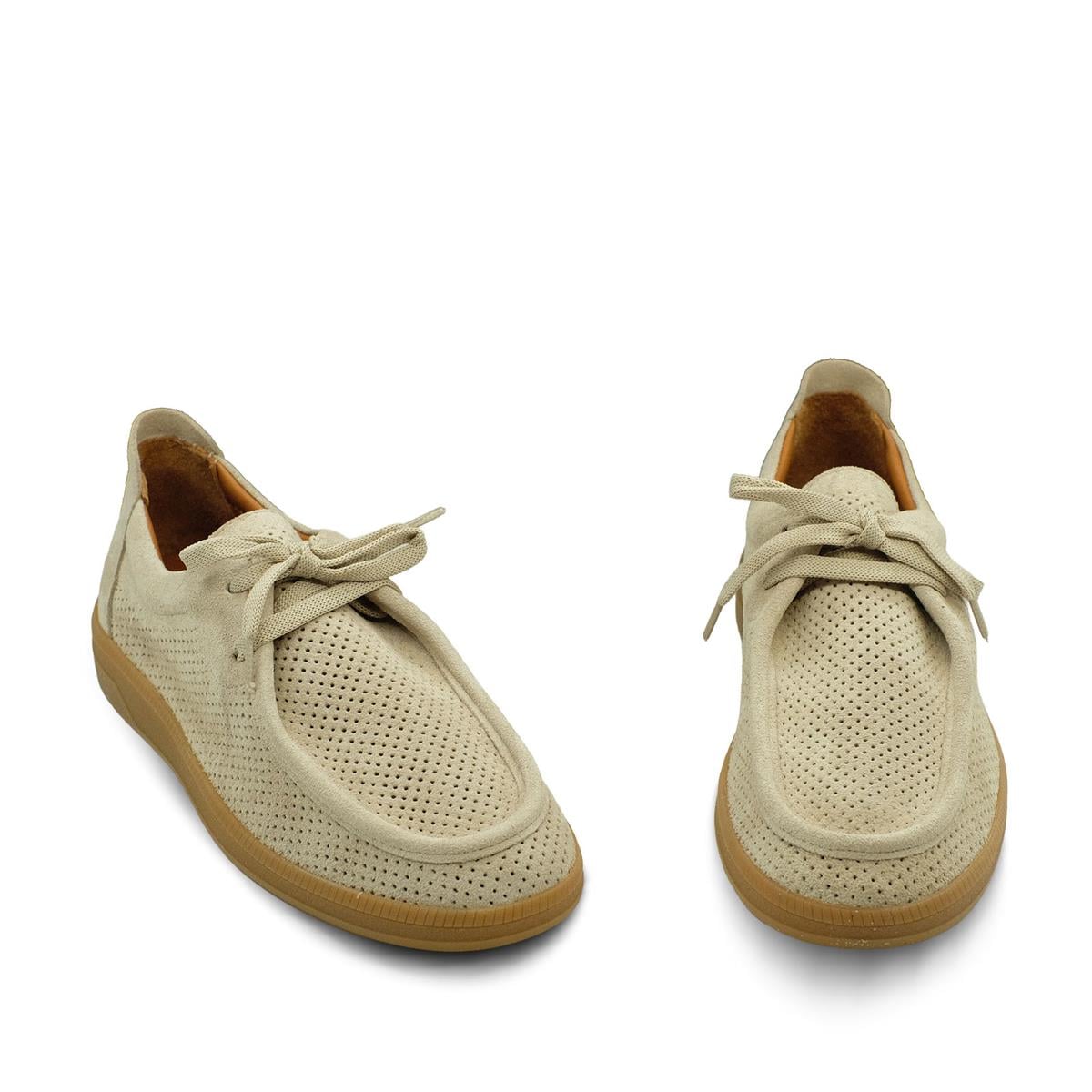 VARIO Hakiki Yarma Süet Deri, Kauçuk Taban Ayakkabı Z631 YARMA SÜET BEJ (Split Suede Beige)