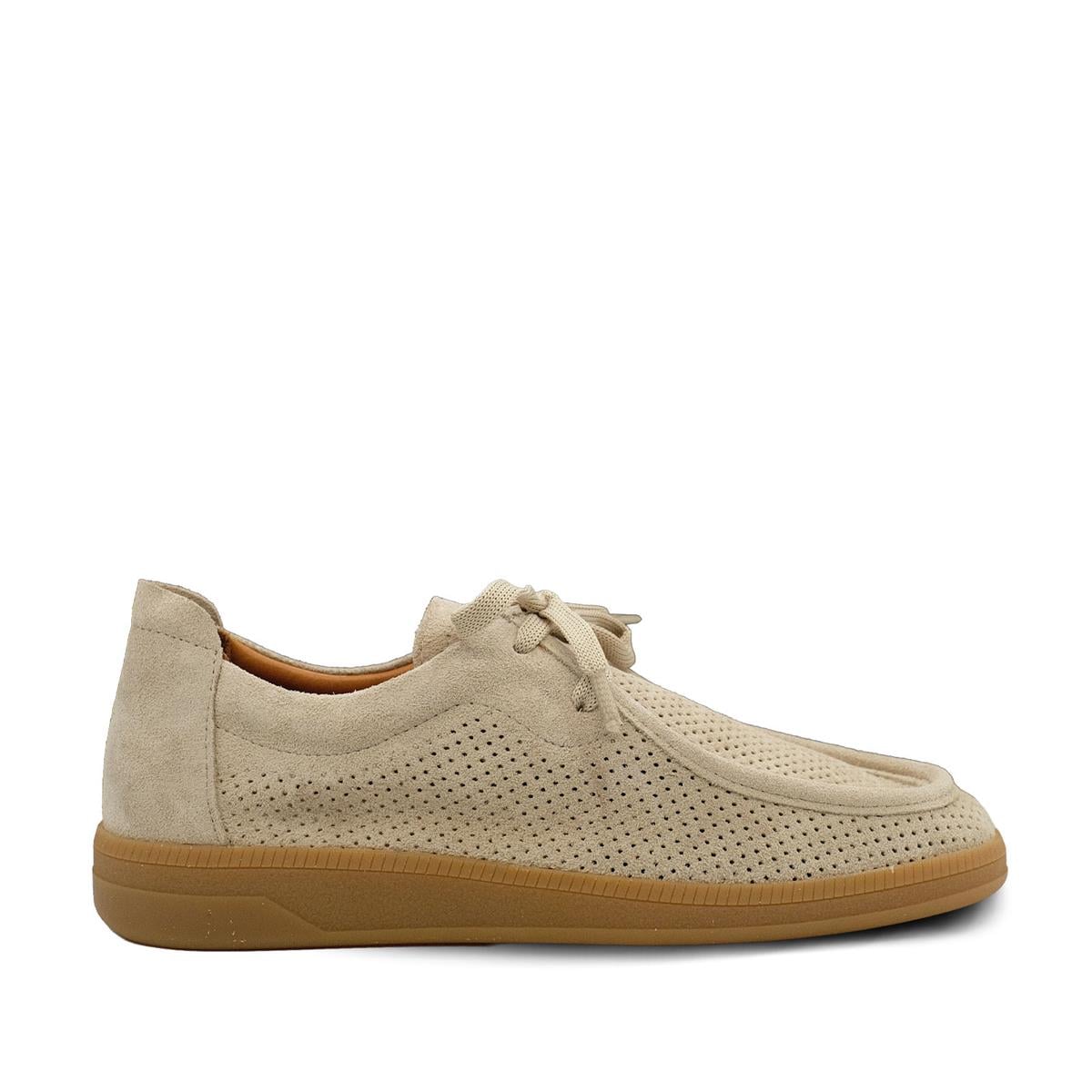 VARIO Hakiki Yarma Süet Deri, Kauçuk Taban Ayakkabı Z631 YARMA SÜET BEJ (Split Suede Beige)