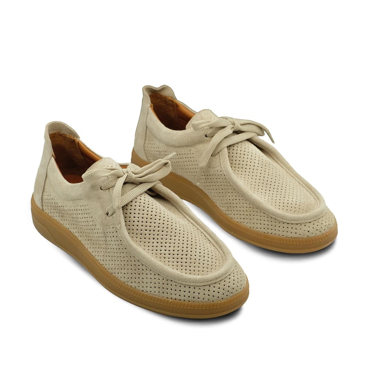 VARIO Hakiki Yarma Süet Deri, Kauçuk Taban Ayakkabı Z631 YARMA SÜET BEJ (Split Suede Beige)