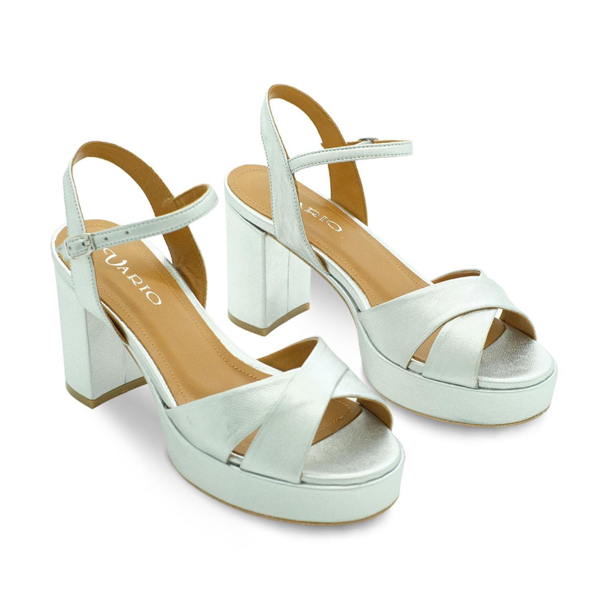 VARIO Hakiki deri Platformlu Ayakkabı V64 GÜMÜŞ (Silver)