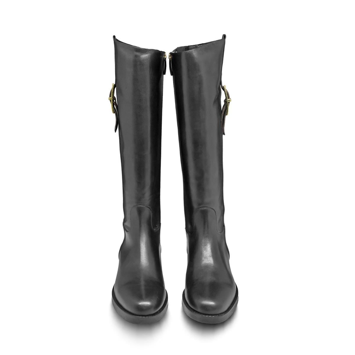 VARIO Hakiki Deri Fermuarlı Kaymaz Taban Kadın Çizme L10 NATURE NERO (Nature Black)