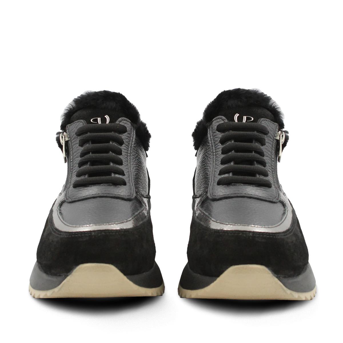 VARIO SIYAH DERI/SIYAH SUET (Black Leather - Black Suede)