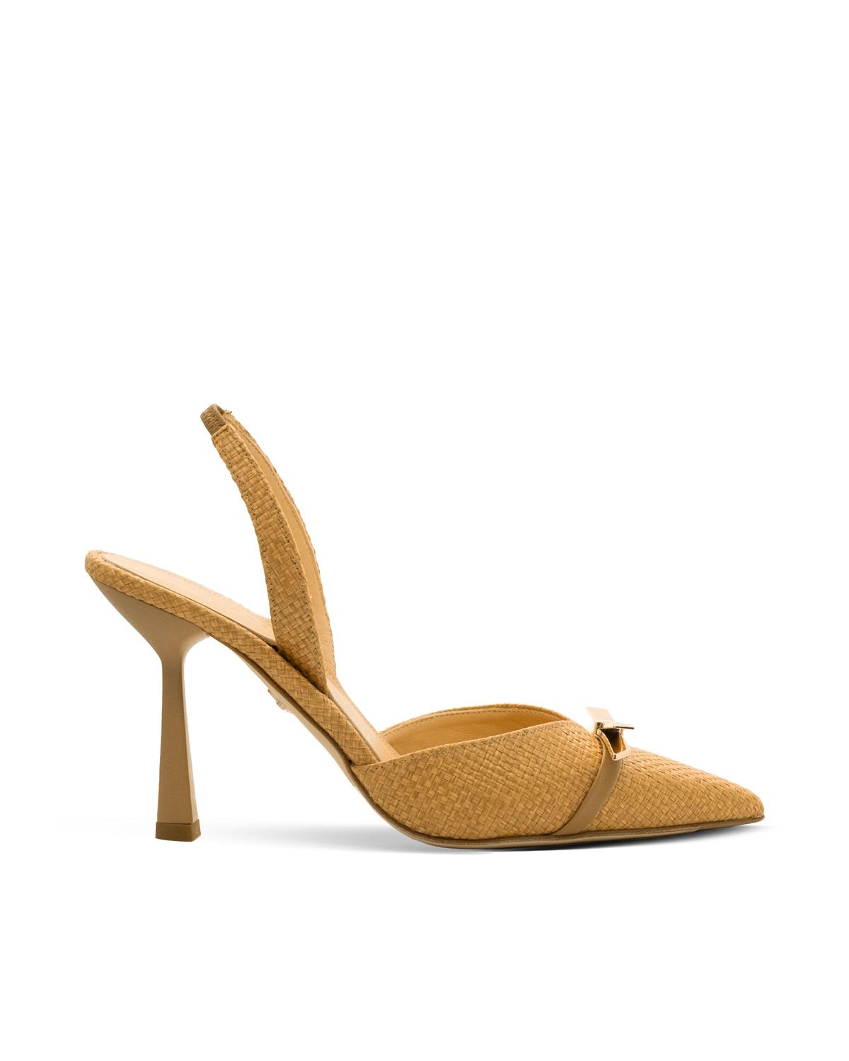 VARIO Sivri Burun Slingback Stiletto Kadın Topuklu Ayakkabı 894 CAMMELLO