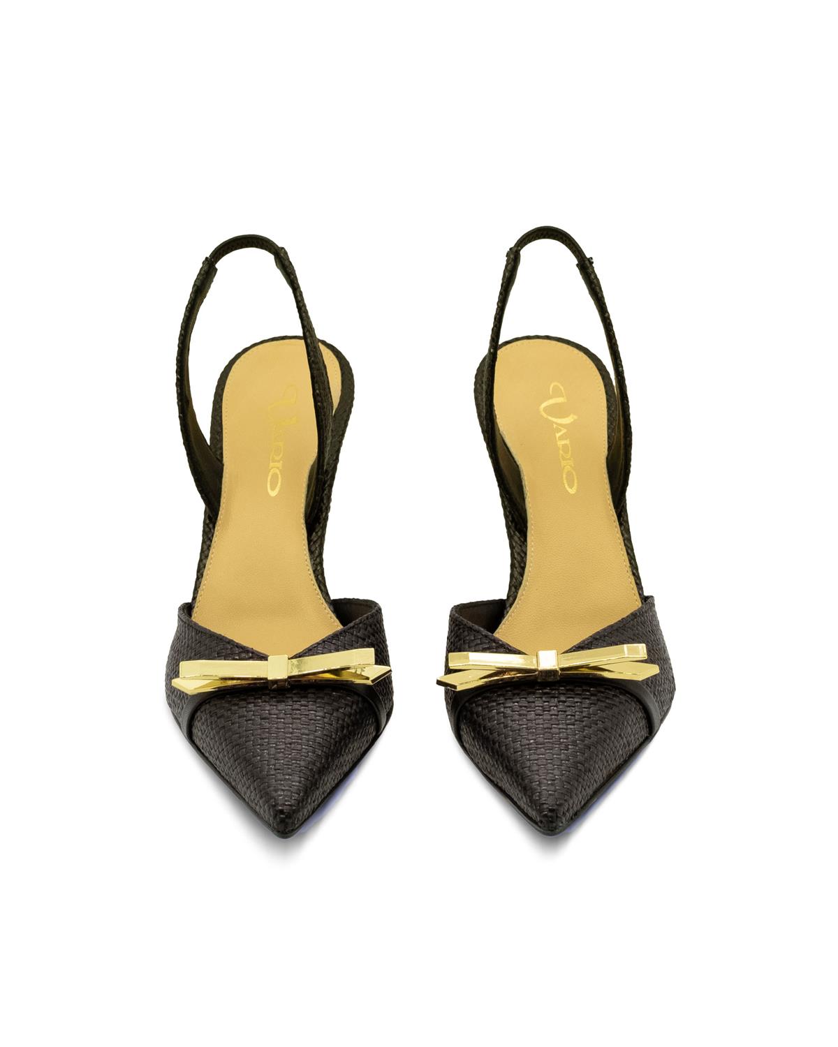 VARIO Sivri Burun Slingback Stiletto Kadın Topuklu Ayakkabı 040 NERO (Siyah)