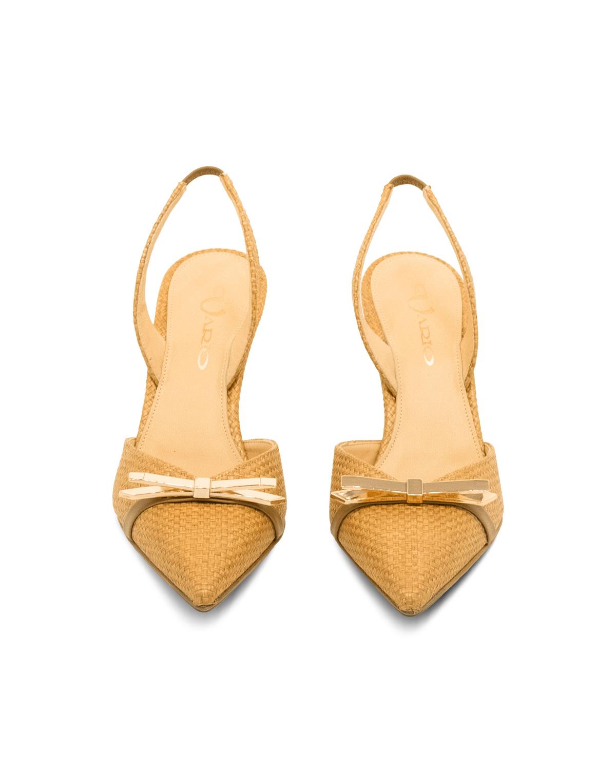 VARIO Sivri Burun Slingback Stiletto Kadın Topuklu Ayakkabı 894 CAMMELLO