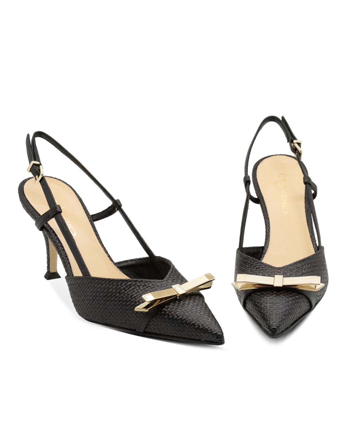 VARIO Hasır Dokulu Stiletto Kadın Ayakkabı 040 NERO (Siyah)