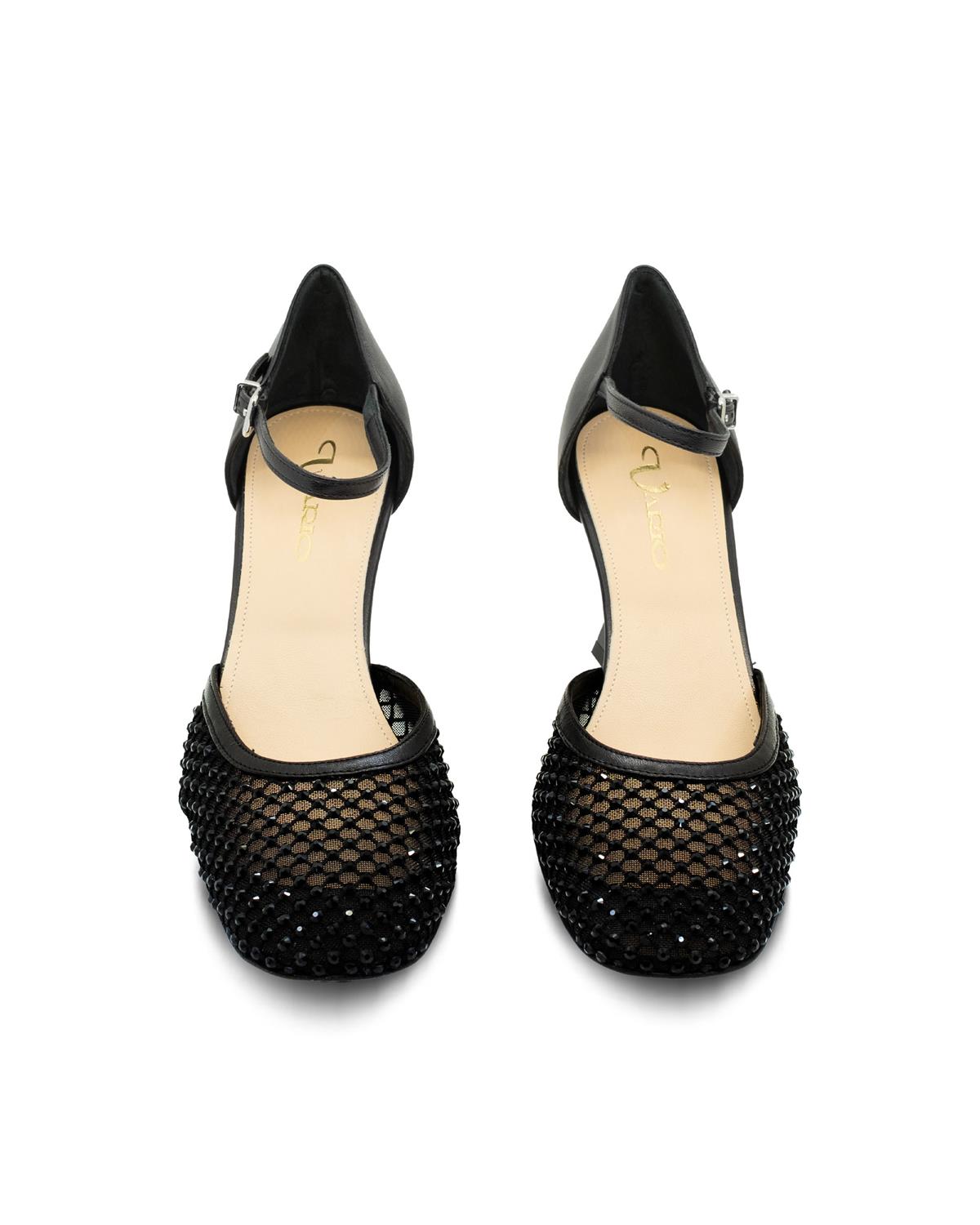 VARIO File Detaylı Taşlı Topuklu Ayakkabı 396 NAPPA NERO (Siyah)