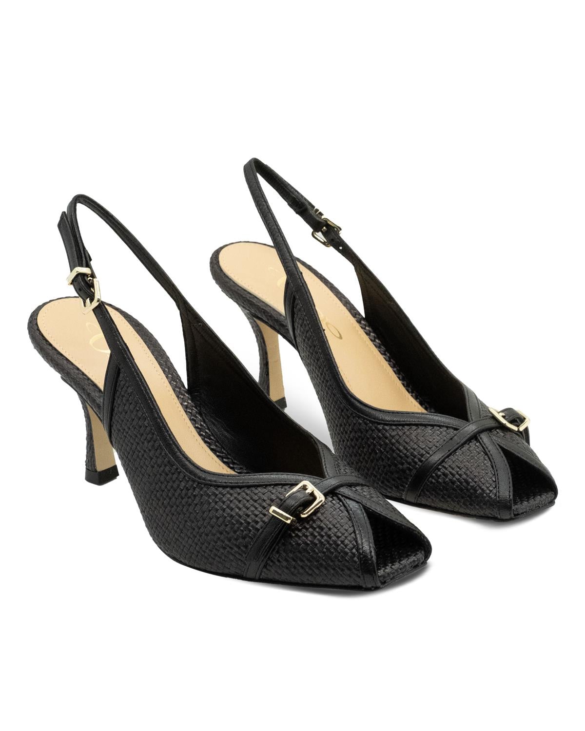 VARIO Hasır Dokulu Stiletto Kadın Ayakkabı 040 NERO (Siyah)
