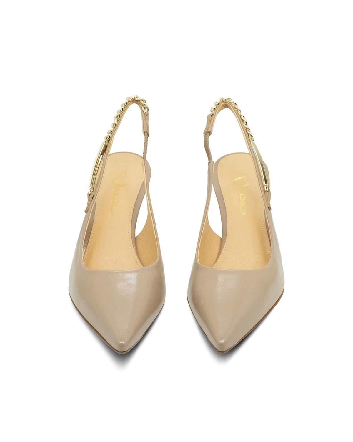 VARIO Hakiki Parlak Deri Slingback Topuklu Ayakkabı Z643 VERLUX SABBIA (KUM)