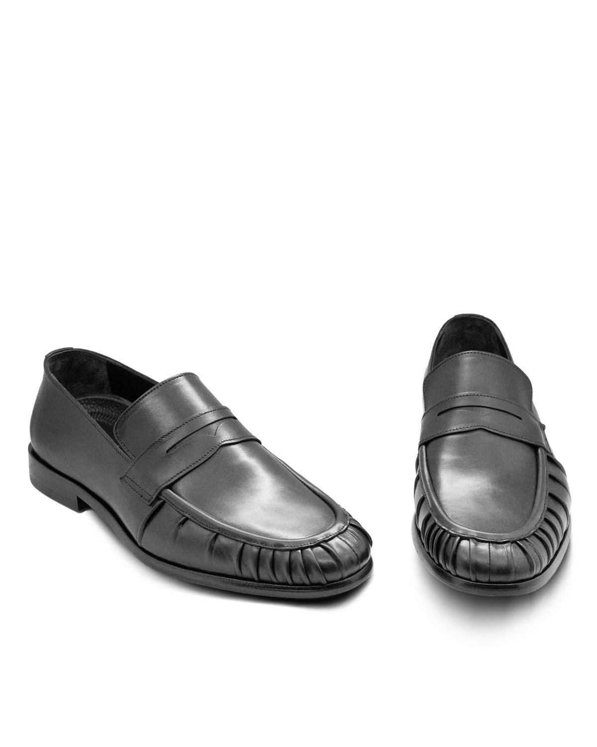 VARIO Hakiki Deri Büzgülü Erkek Klasik Ayakkabı 053 SIYAH (Black)