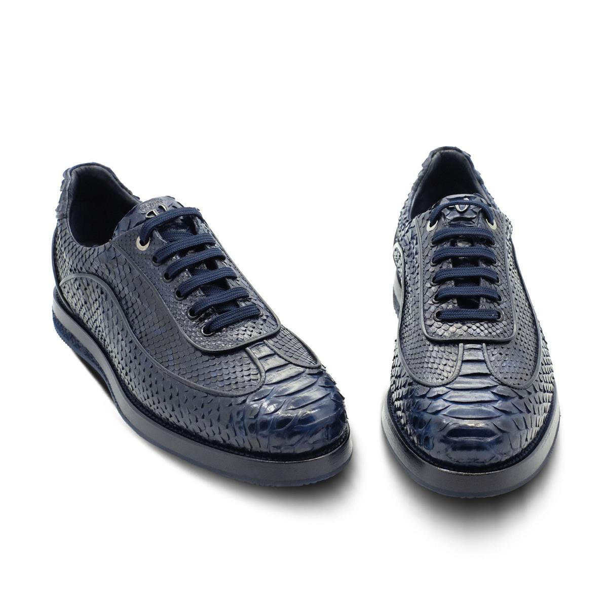 VARIO Gerçek deri Bağcıklı Kauçuk Taban Z151 ORJ.PİTON LACİVERT (Original Python Navy Blue)