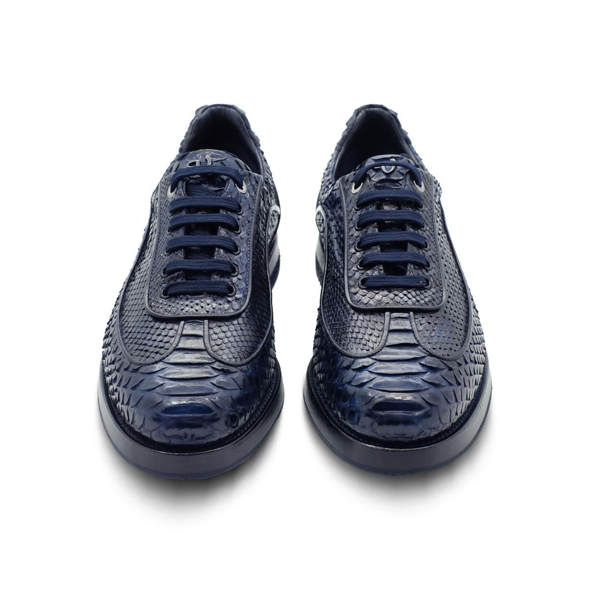 VARIO Gerçek deri Bağcıklı Kauçuk Taban Z151 ORJ.PİTON LACİVERT (Original Python Navy Blue)