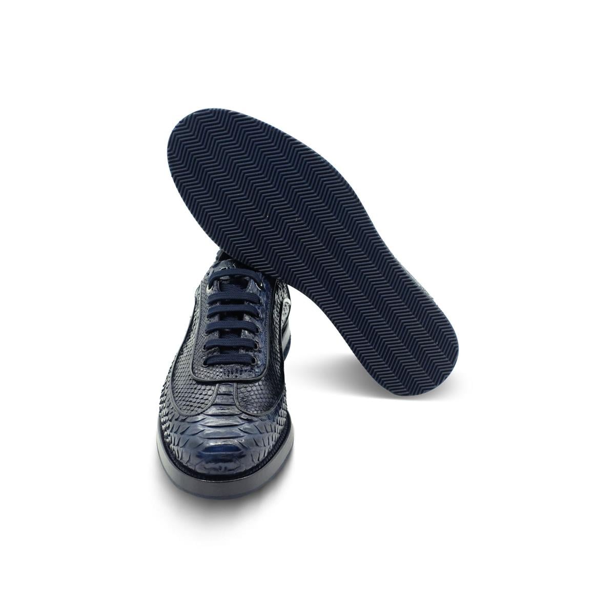 VARIO Gerçek deri Bağcıklı Kauçuk Taban Z151 ORJ.PİTON LACİVERT (Original Python Navy Blue)
