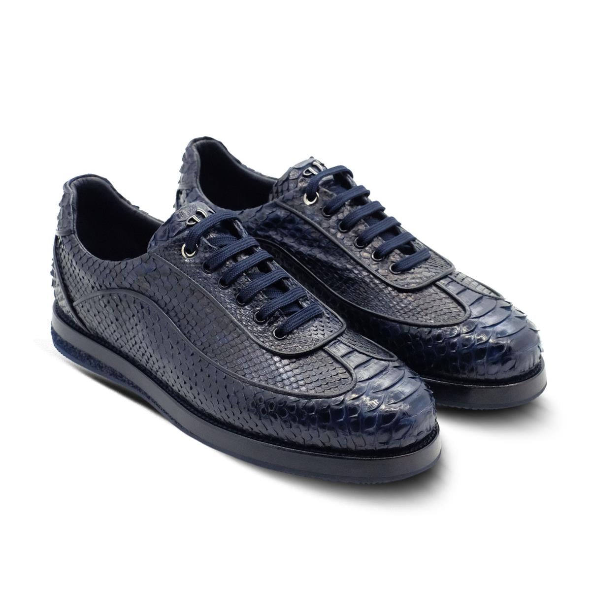 VARIO Gerçek deri Bağcıklı Kauçuk Taban Z151 ORJ.PİTON LACİVERT (Original Python Navy Blue)
