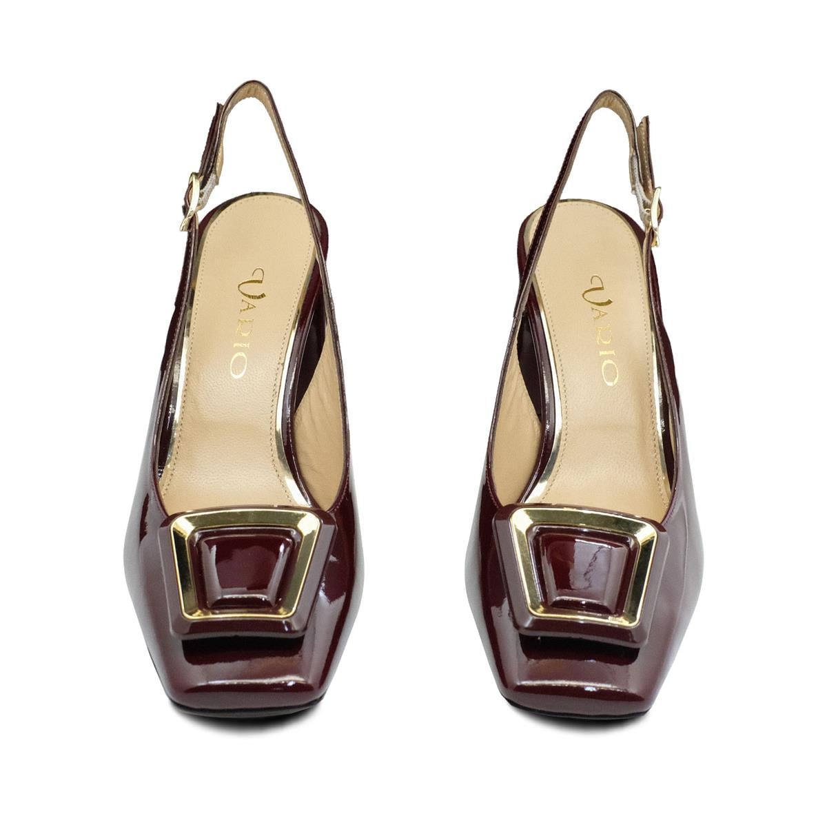 VARIO Hakiki Rugan Deri Tokalı Ayakkabı S25 BORDO RUGAN (Burgundy Patent Leather)