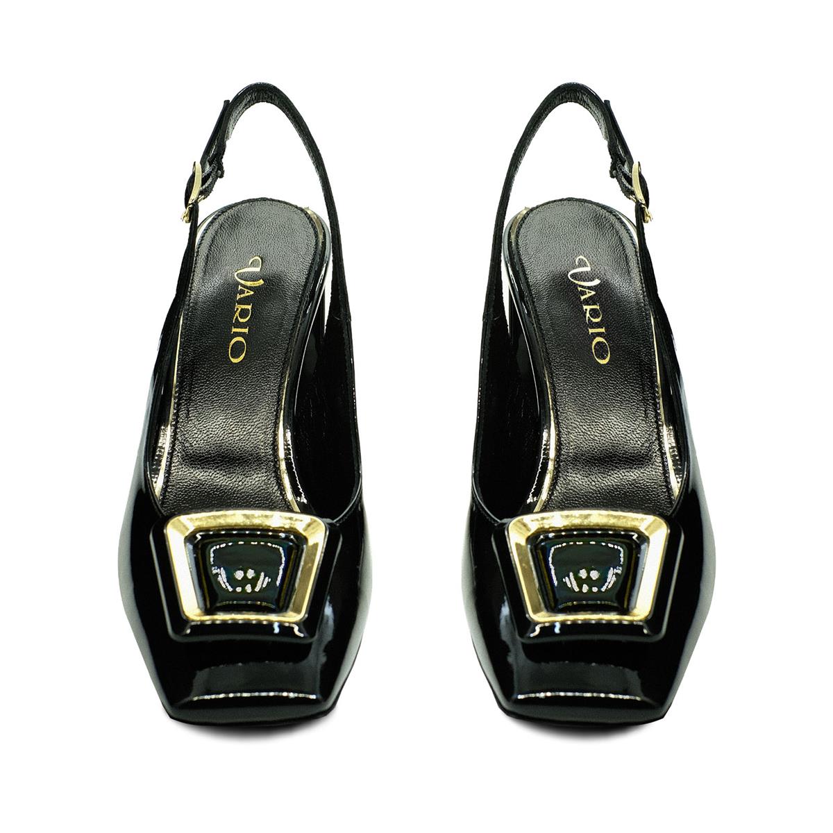 VARIO Hakiki Rugan Deri Tokalı Ayakkabı 366 SIYAH RUGAN (Black Patent Leather)