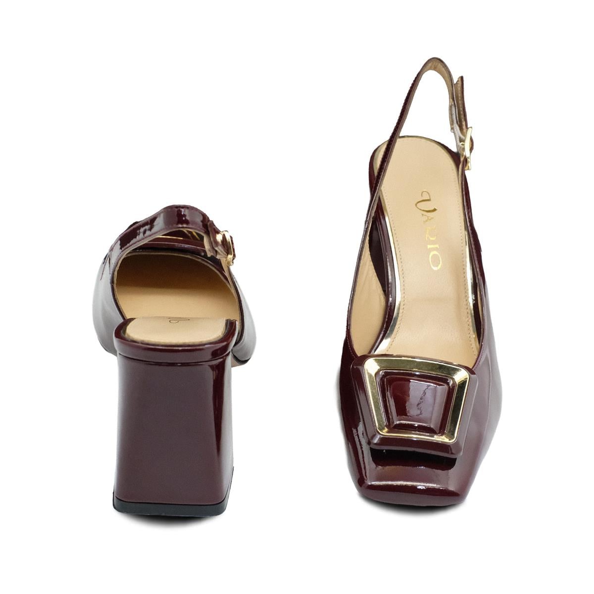 VARIO Hakiki Rugan Deri Tokalı Ayakkabı S25 BORDO RUGAN (Burgundy Patent Leather)