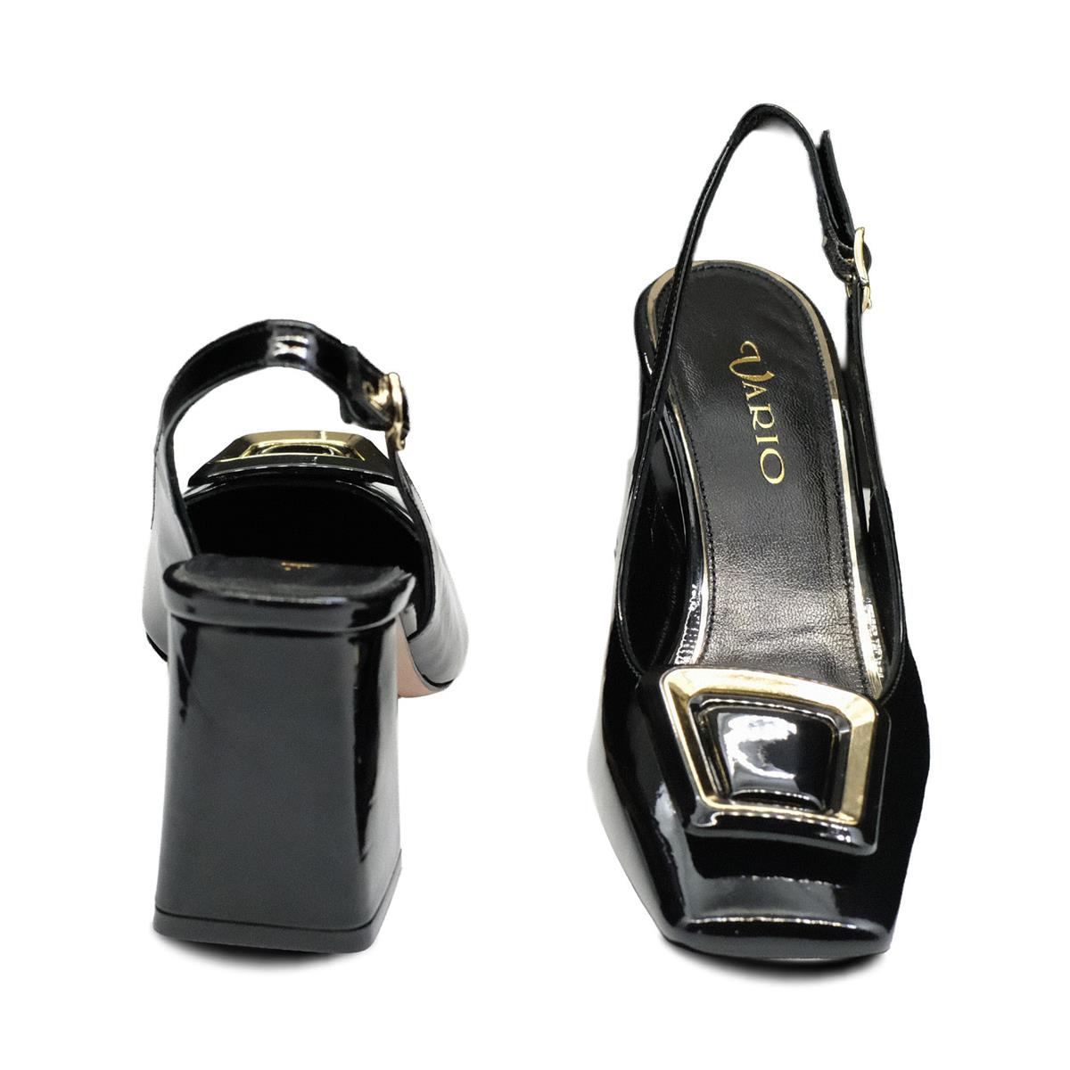 VARIO Hakiki Rugan Deri Tokalı Ayakkabı 366 SIYAH RUGAN (Black Patent Leather)