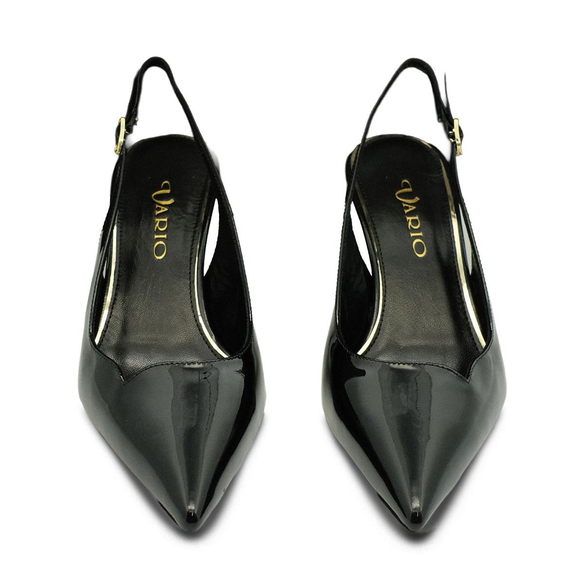 VARIO Hakiki Rugan Deri Kısa Topuklu Ayakkabı 366 SIYAH RUGAN (Black Patent Leather)