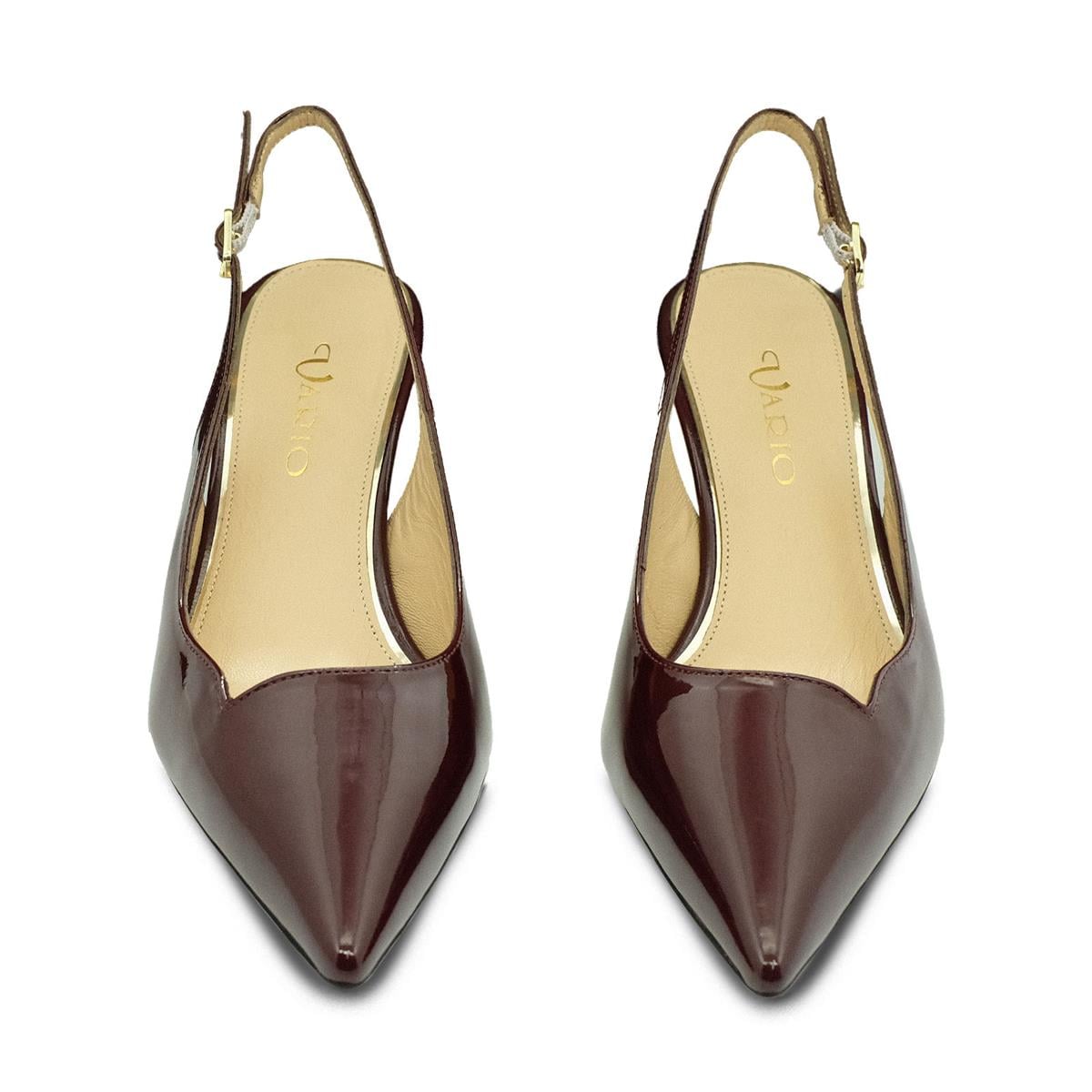 VARIO Hakiki Rugan Deri Kısa Topuklu Ayakkabı S25 BORDO RUGAN (Burgundy Patent Leather)