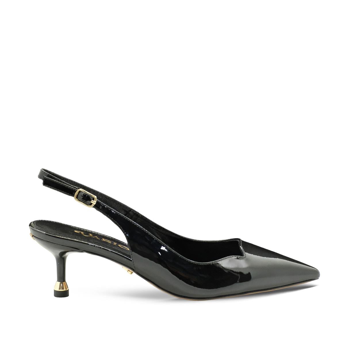 VARIO Hakiki Rugan Deri Kısa Topuklu Ayakkabı 366 SIYAH RUGAN (Black Patent Leather)