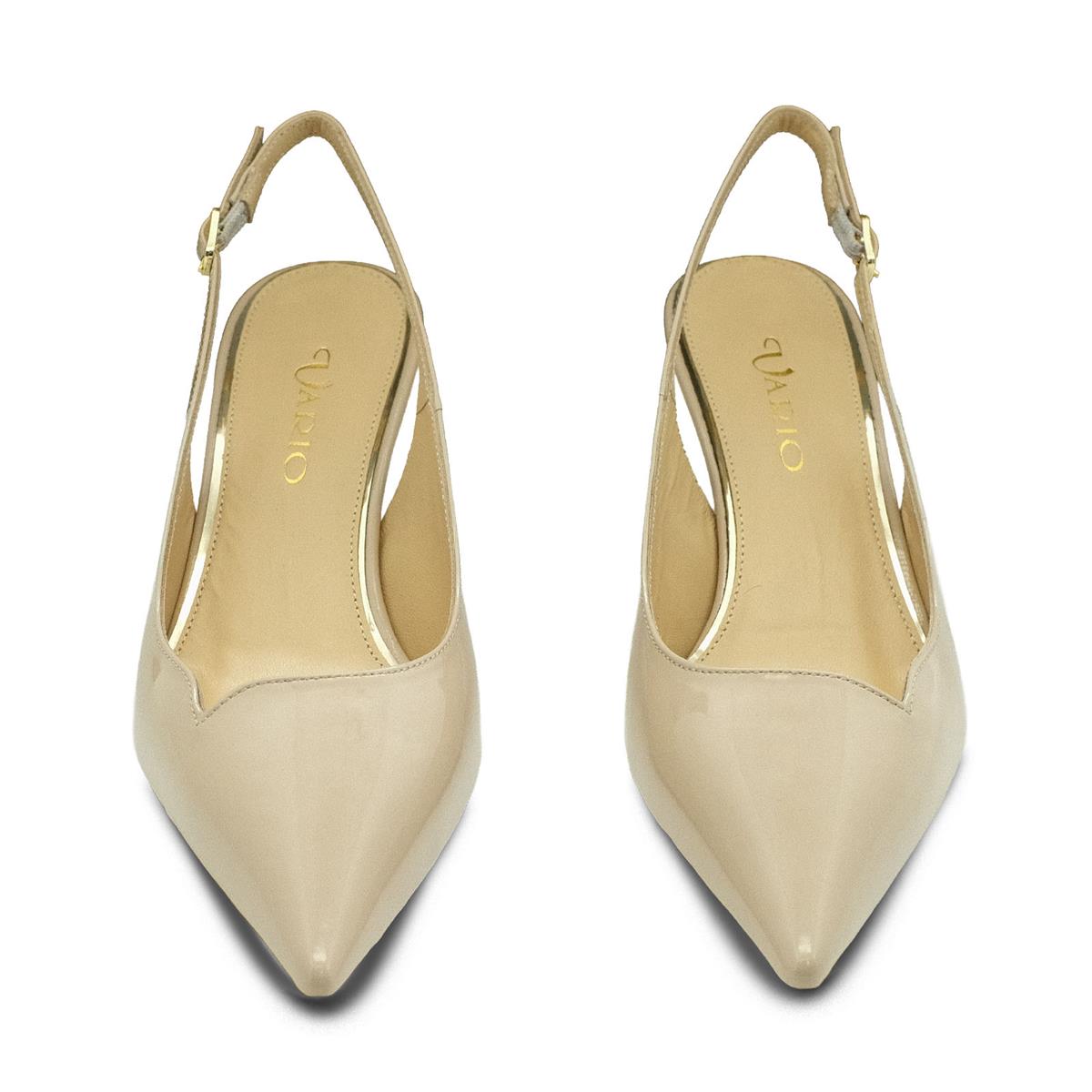 VARIO Hakiki Rugan Deri Kısa Topuklu Ayakkabı U19 TEN RUGAN (Nude Patent leather)