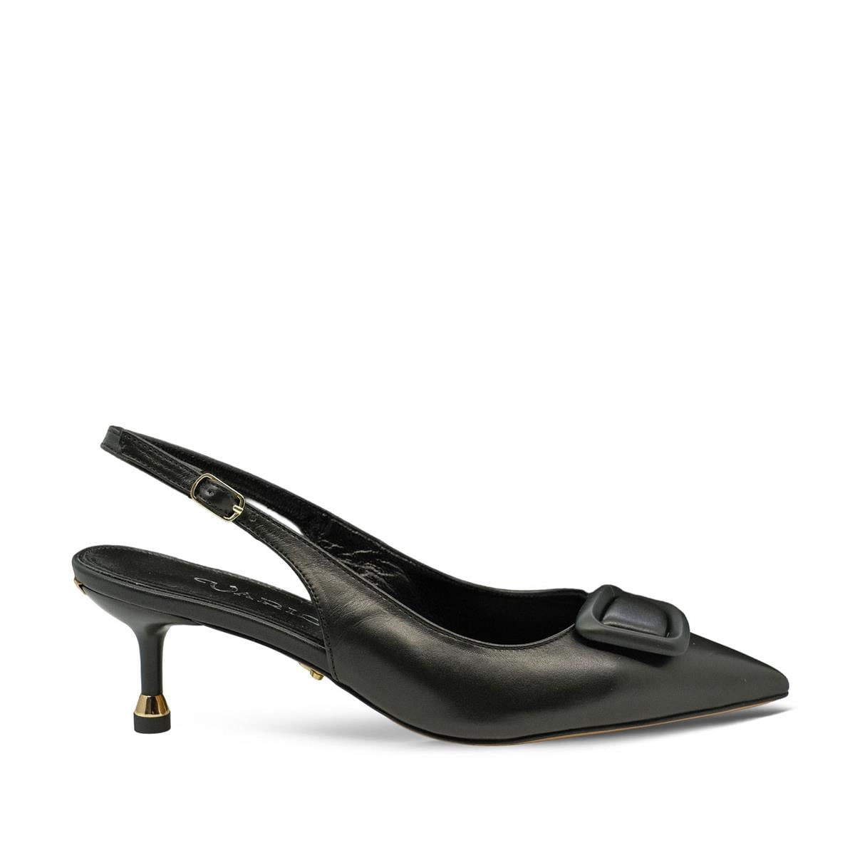 VARIO Hakiki Deri Kısa Topuklu Tokalı Ayakkabı 053 SIYAH (Black)
